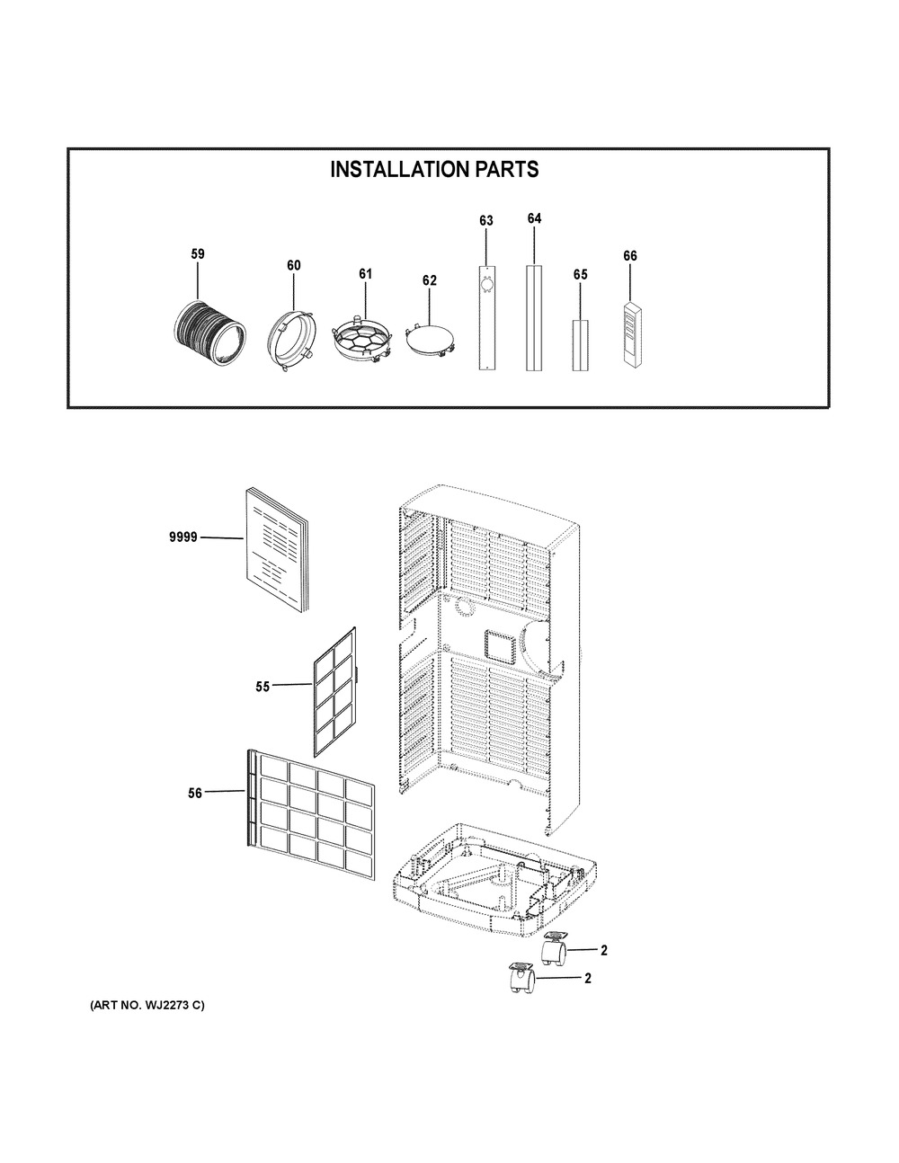Room Air Conditioner Diagram and Parts List for QPCA10NXQRN1  General Electric Air Conditioner