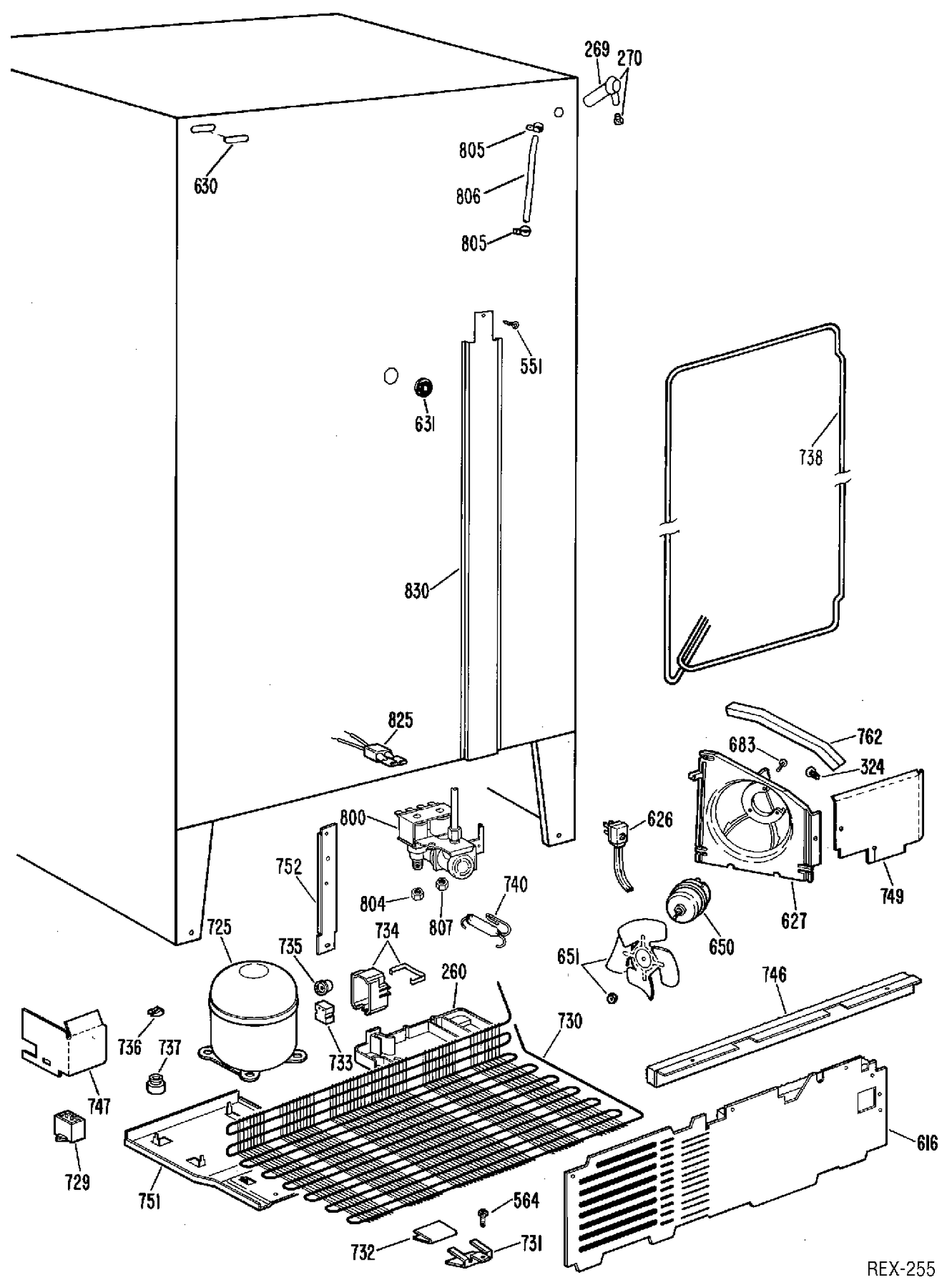 SYSTEM GROUP Diagram and Parts List for TFXC24FLM  General Electric Refrigerator