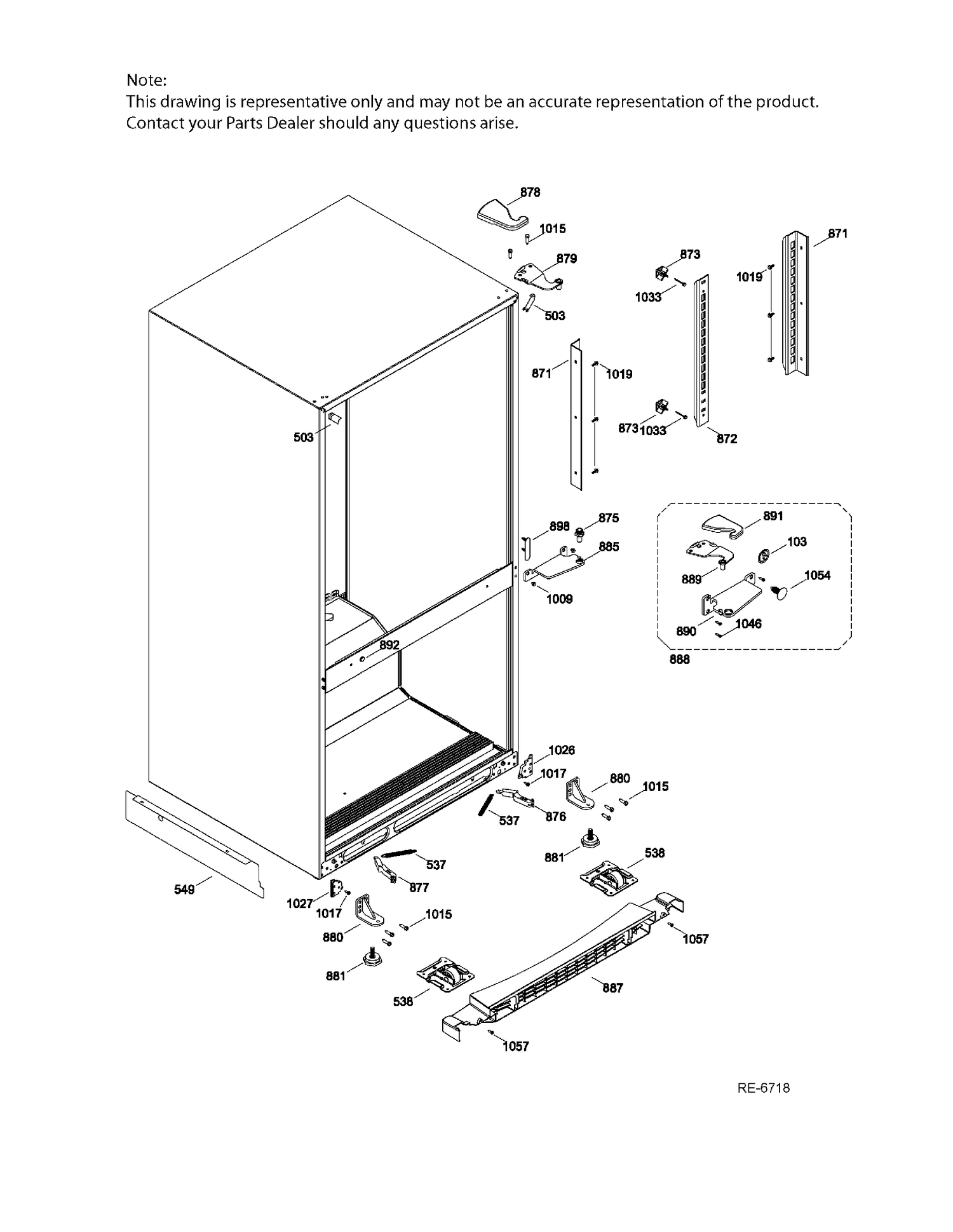 HINGE PARTS Diagram and Parts List for GDRC0KBXARBB  General Electric Refrigerator