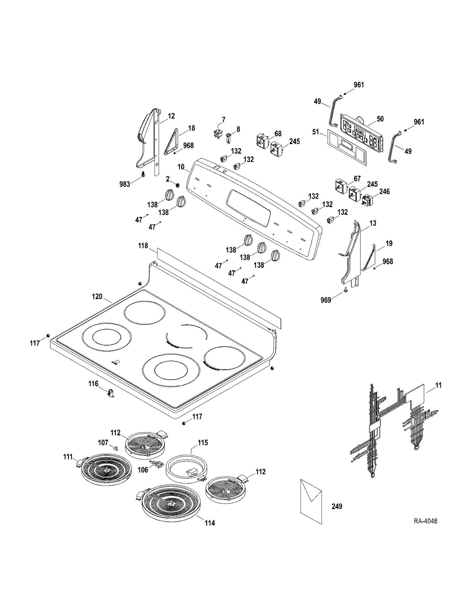 CONTROLS-COOKTOP Diagram and Parts List for JCBP83SP2SS  General Electric Range