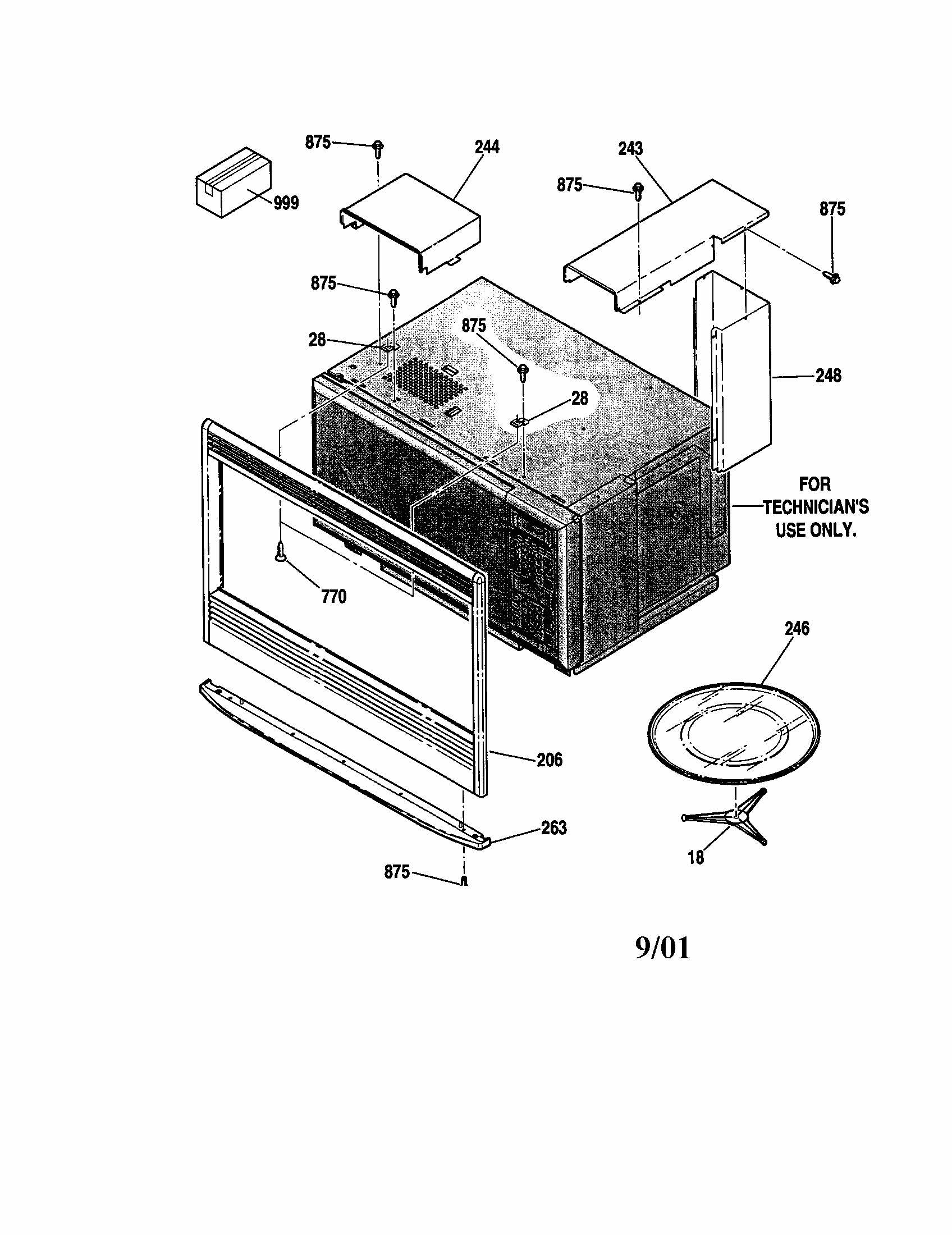 Microwave Enclosure Diagram and Parts List for 91147699100  Kenmore Microwave