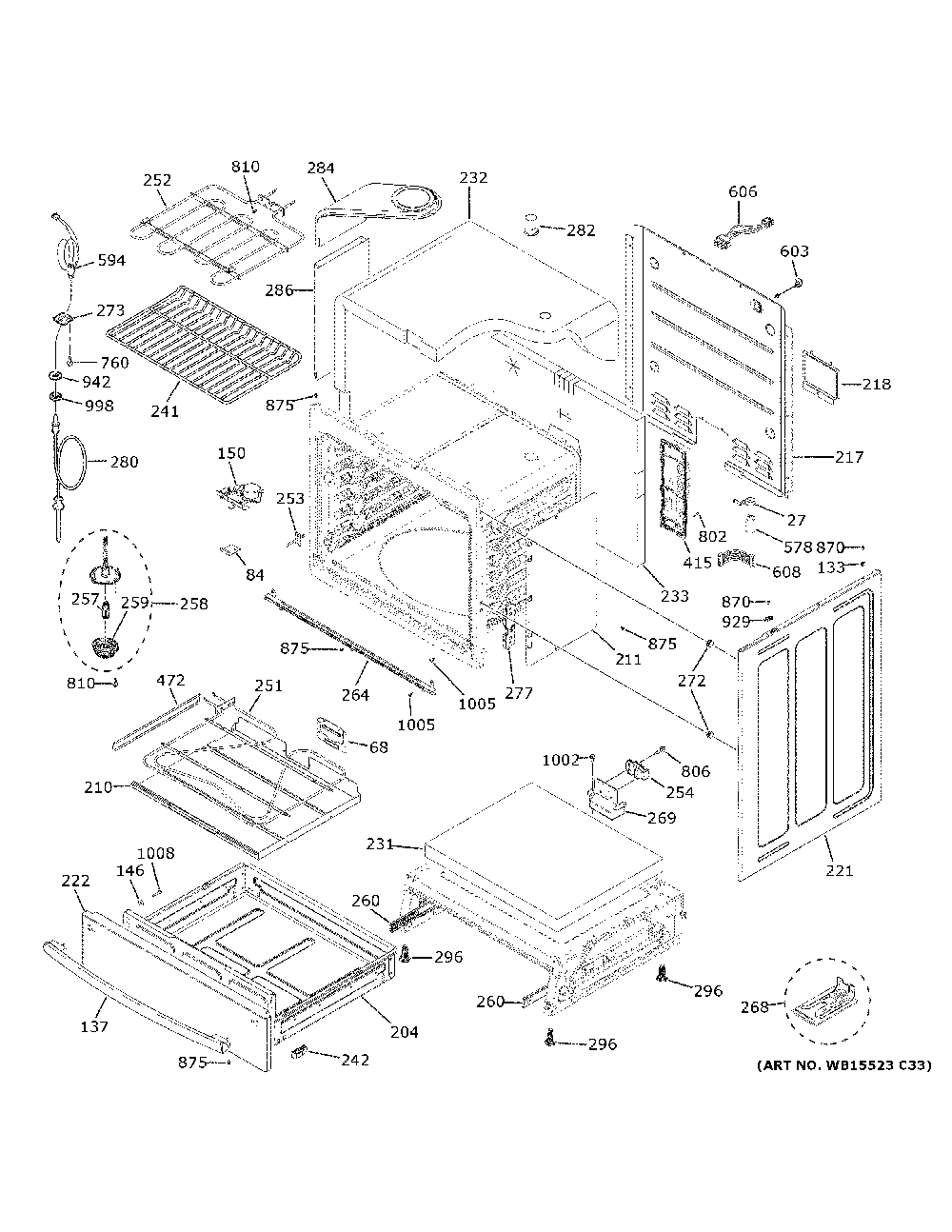 Body Parts Diagram and Parts List for PHS930BL5TS  General Electric Range