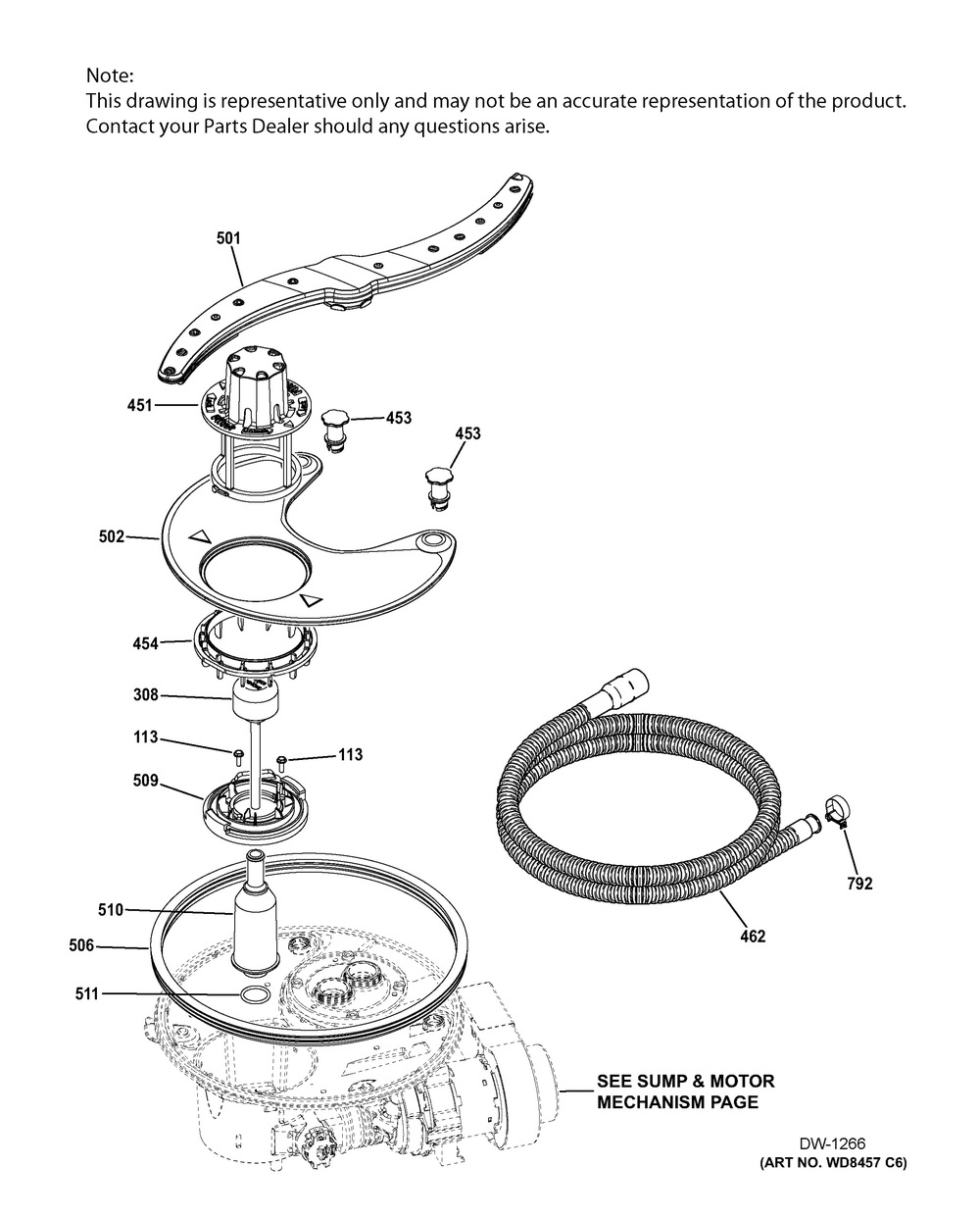 Sump And Filter Assembly Diagram and Parts List for GTMS570ED5WW  General Electric Dishwasher