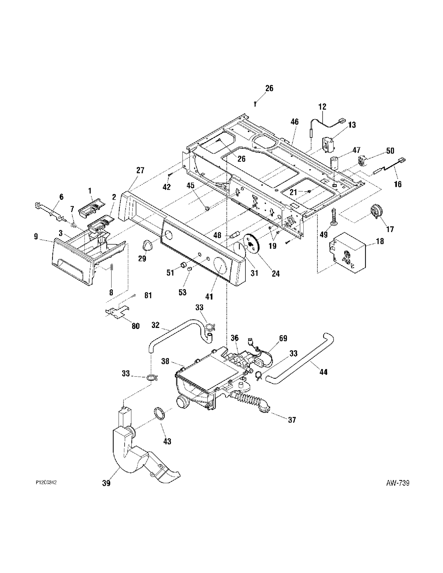 CONTROLS Diagram and Parts List for WCCH404H4WW  General Electric Washer