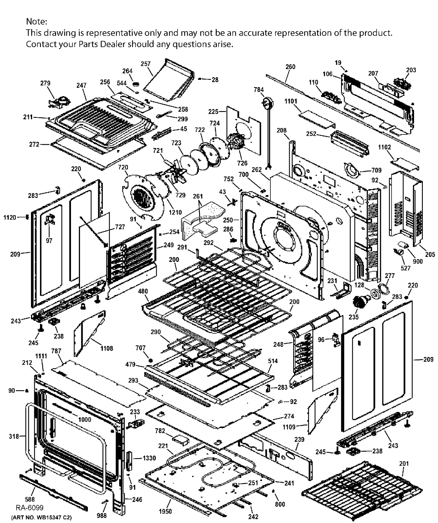 BODY PARTS Diagram and Parts List for PC2S920SEF2SS  General Electric Range