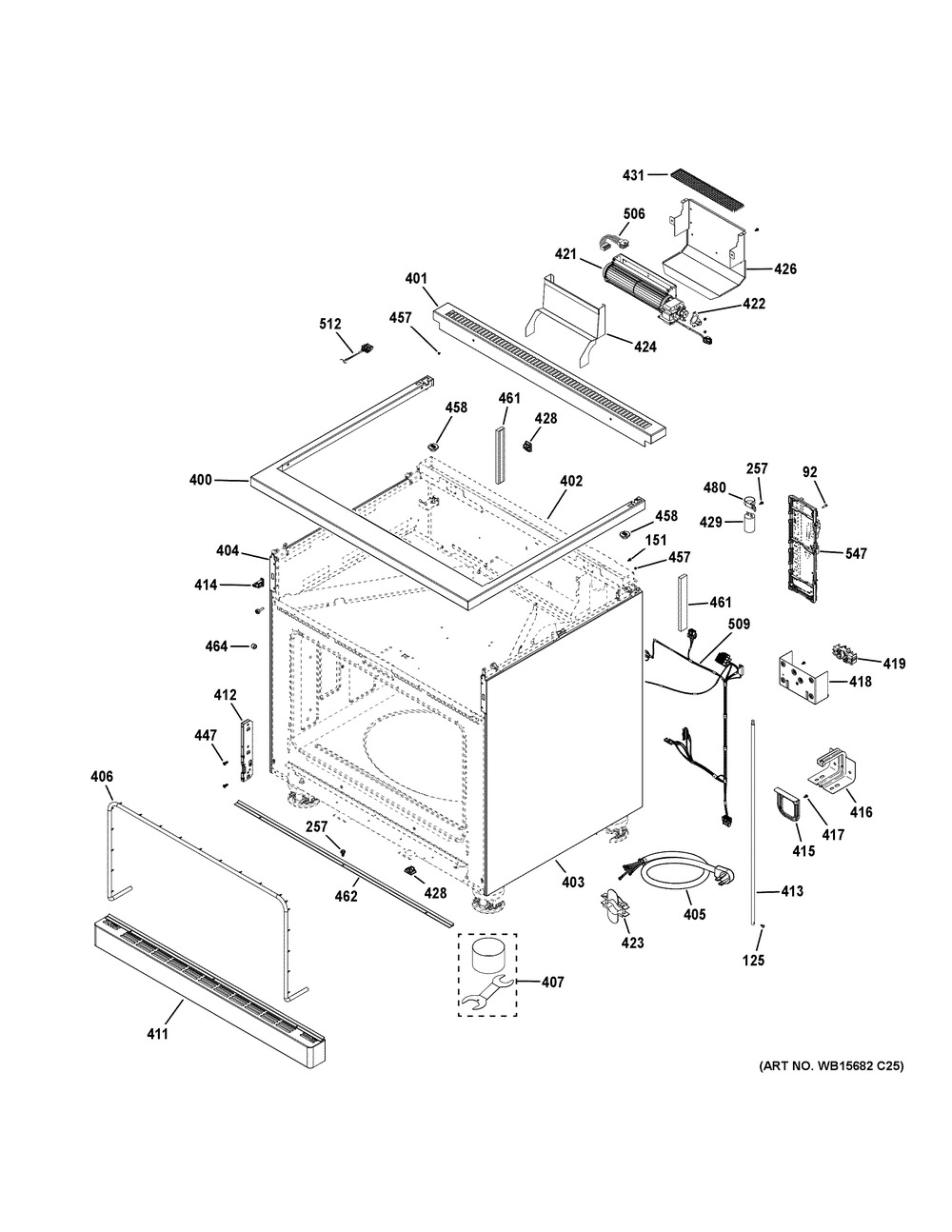 Body Parts Diagram and Parts List for C2Y366P5T1G2  General Electric Range