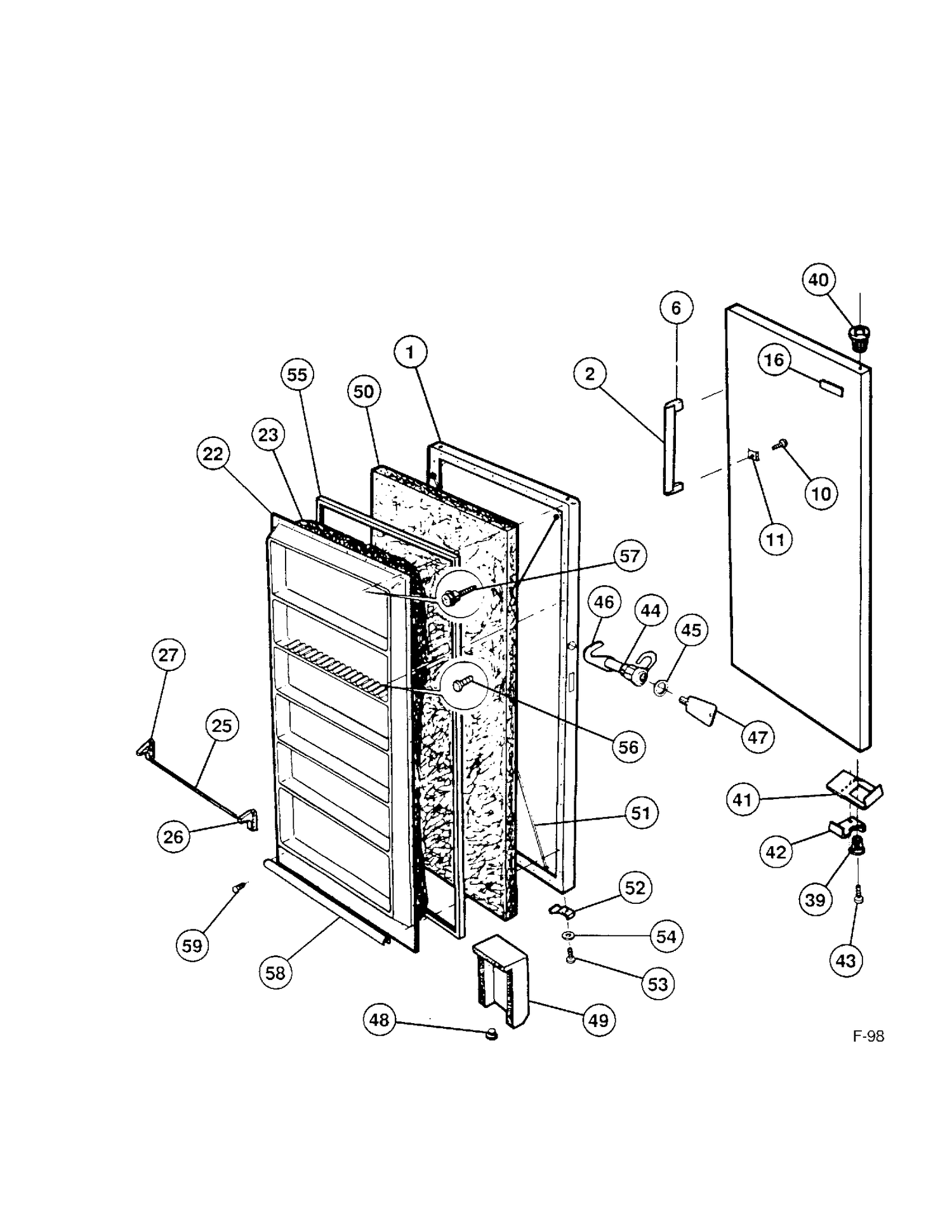 VERTICAL FREEZER Diagram and Parts List for 84160W  General Electric Freezer