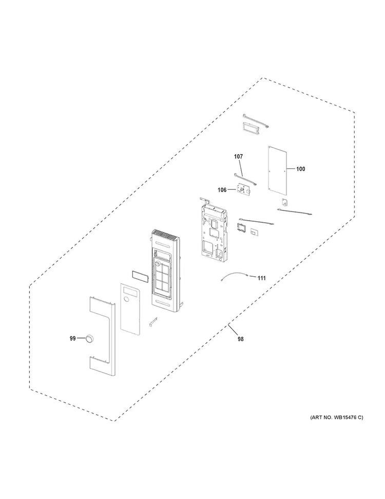 Control Parts Diagram and Parts List for PVM9179EK1ES  General Electric Microwave