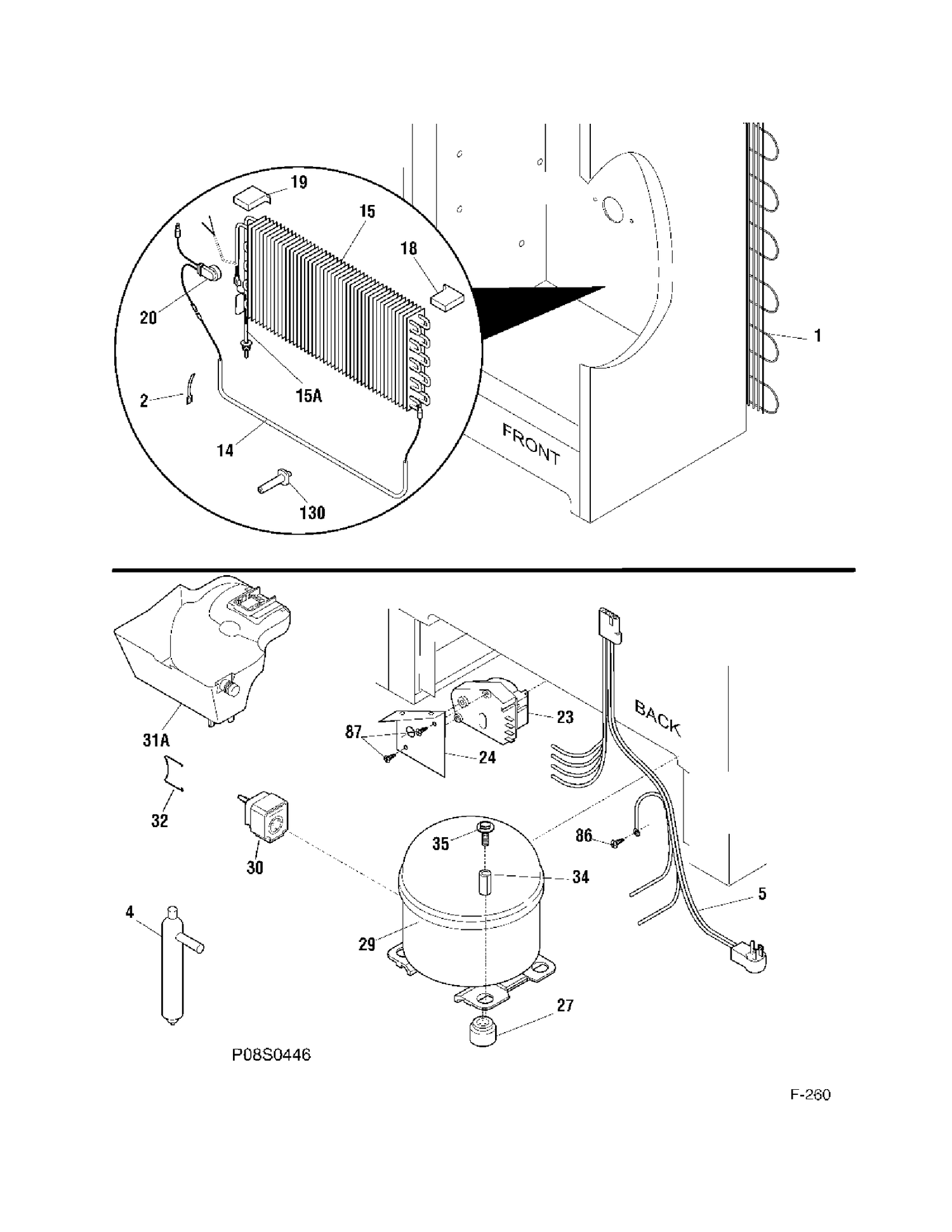 SYSTEM PARTS Diagram and Parts List for FUF20DTDRWH  General Electric Freezer