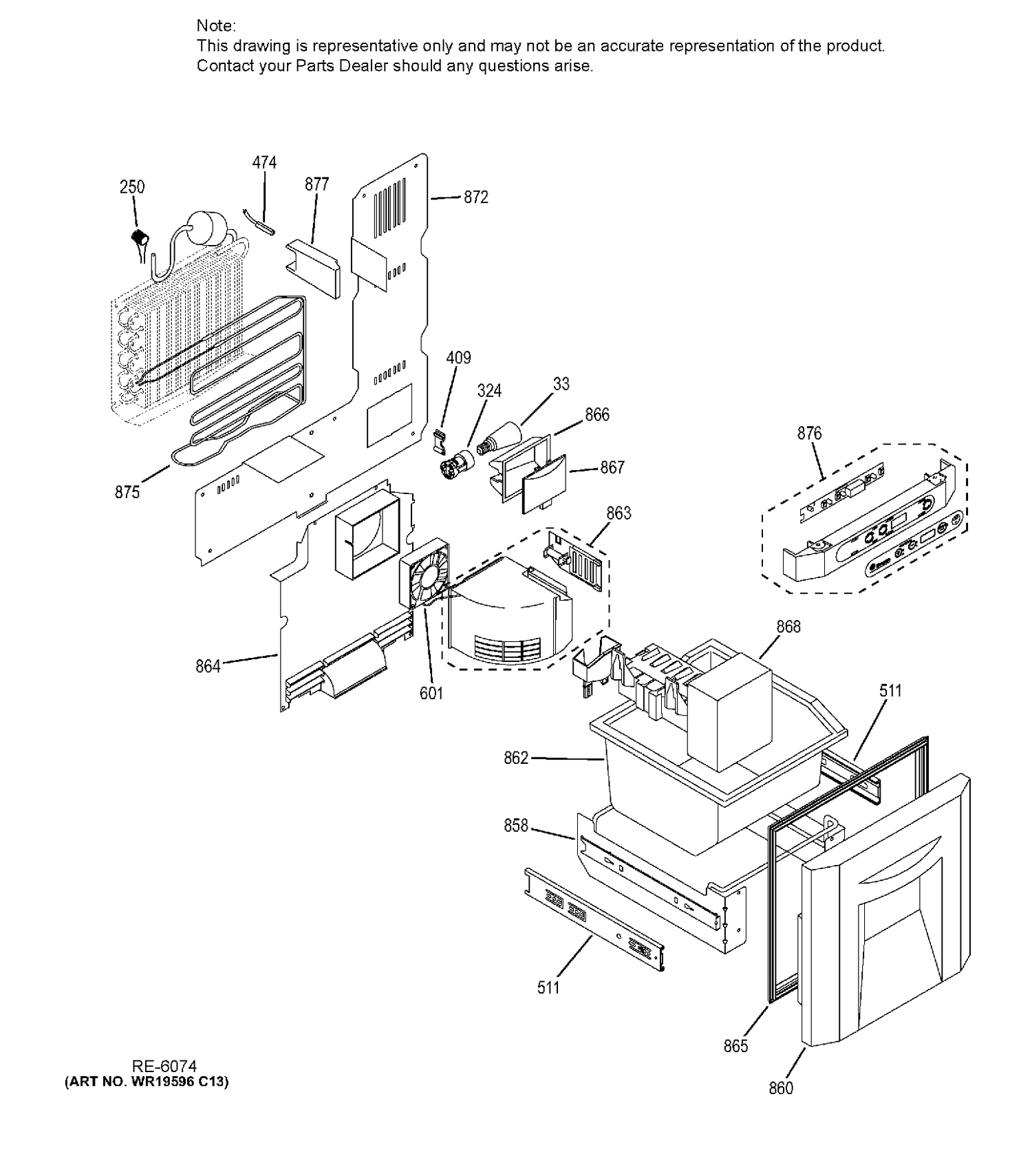 FREEZER CONTROLS & COMPONENTS Diagram and Parts List for ZIBS240HASS  General Electric Refrigerator