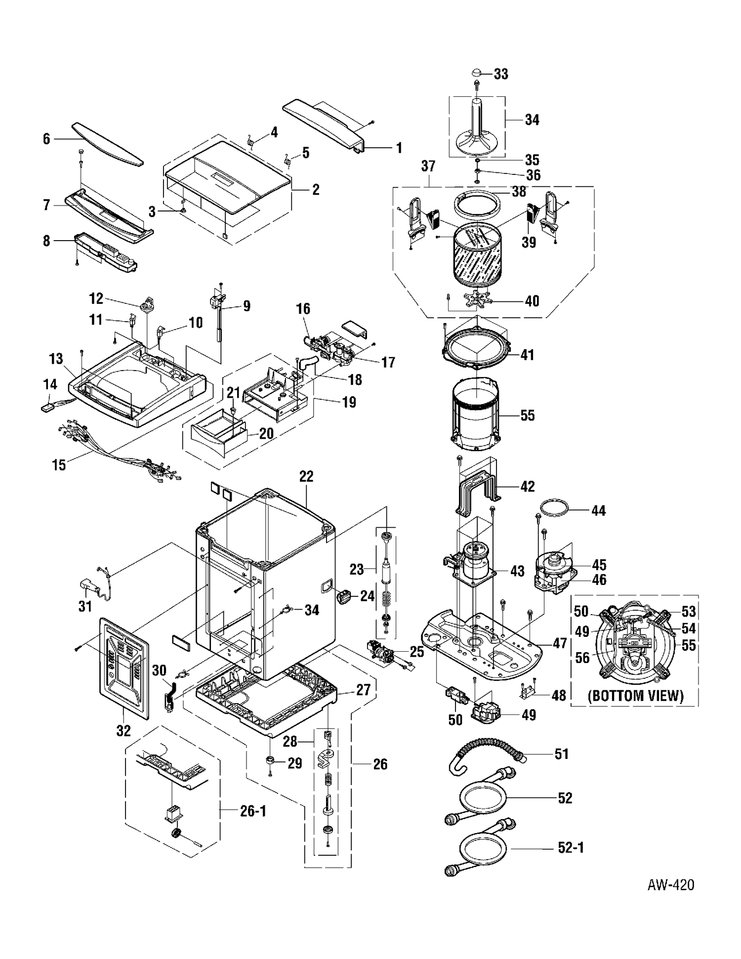 COMPACT WASHER Diagram and Parts List for GSLS1100A0WW  General Electric Washer