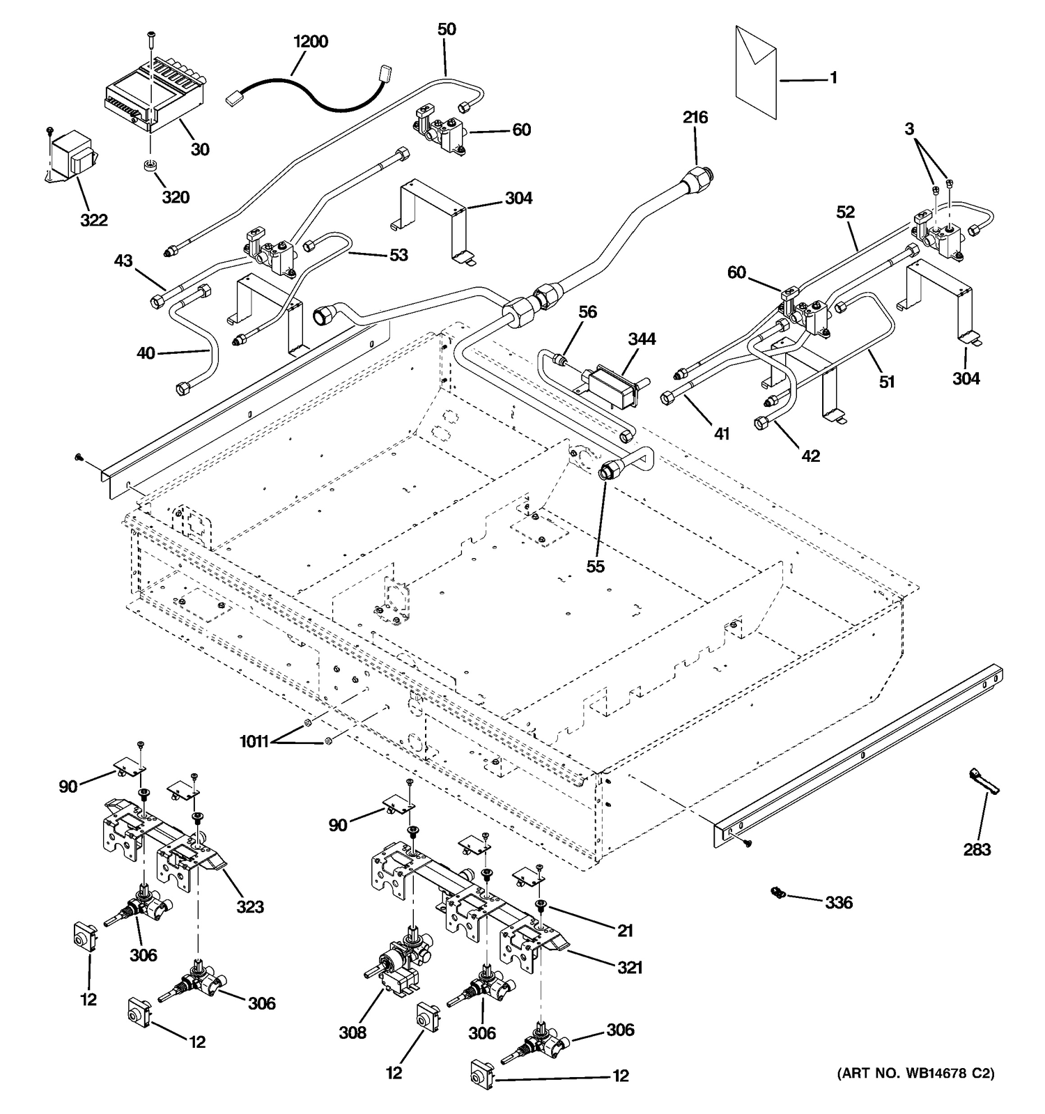 GAS & BURNER PARTS Diagram and Parts List for ZDP364LRP6SS  General Electric Range