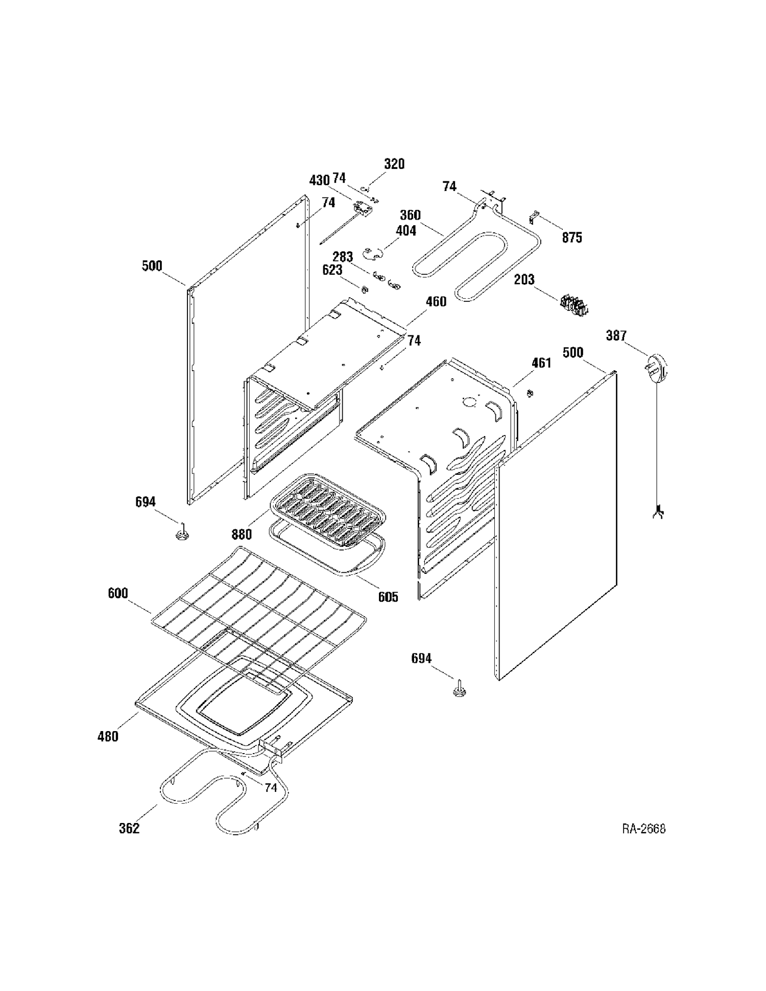BODY PARTS Diagram and Parts List for MCAS724M1WW  General Electric Range