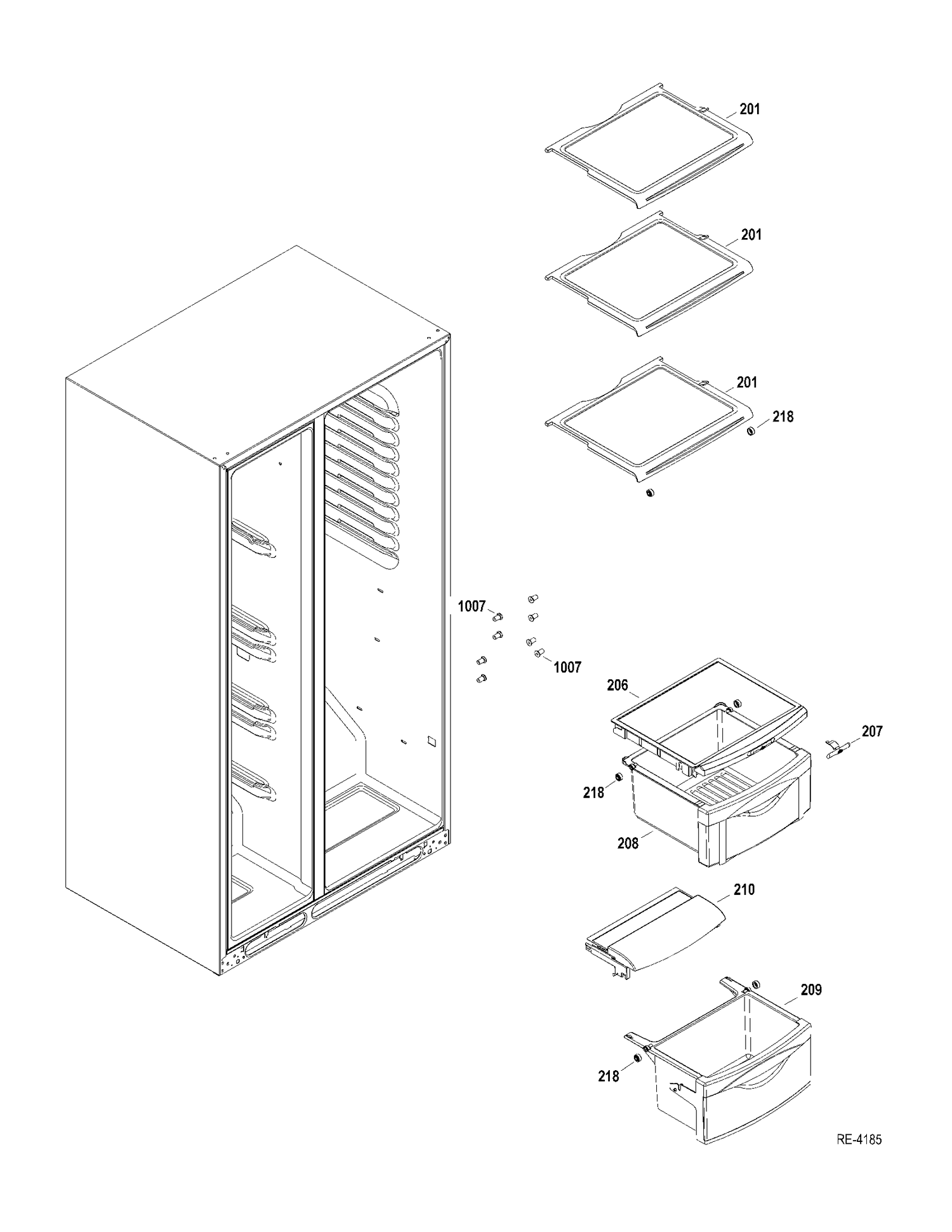 FF SHELVES Diagram and Parts List for GSRC5KLZAFBB  General Electric Refrigerator