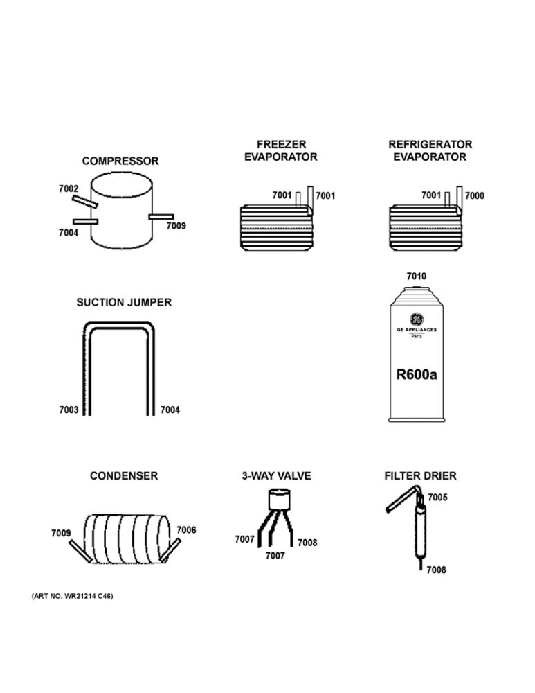 Lokring Connectors Diagram and Parts List for ZWE23PSNHSS  General Electric Refrigerator