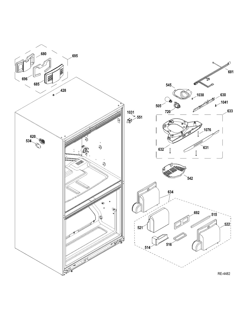 Ff Section Diagram and Parts List for GTMP280ED6WW  General Electric Dryer