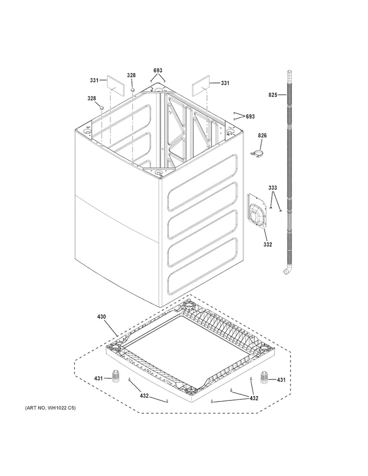Cabinet Diagram and Parts List for GTW750CPL0DG  General Electric Washer