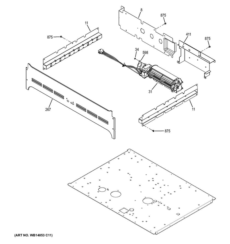 Center Spacer Diagram and Parts List for CT9550SH3SS  General Electric Wall Oven