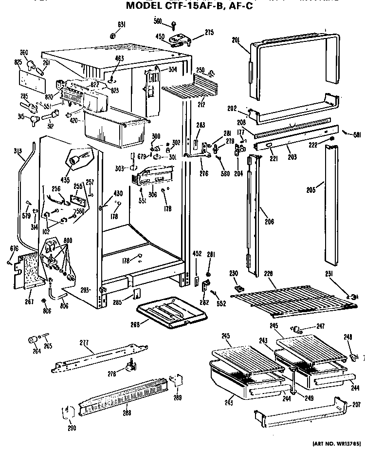 Cabinet Parts Diagram and Parts List for CTF15AFC  Hotpoint Refrigerator