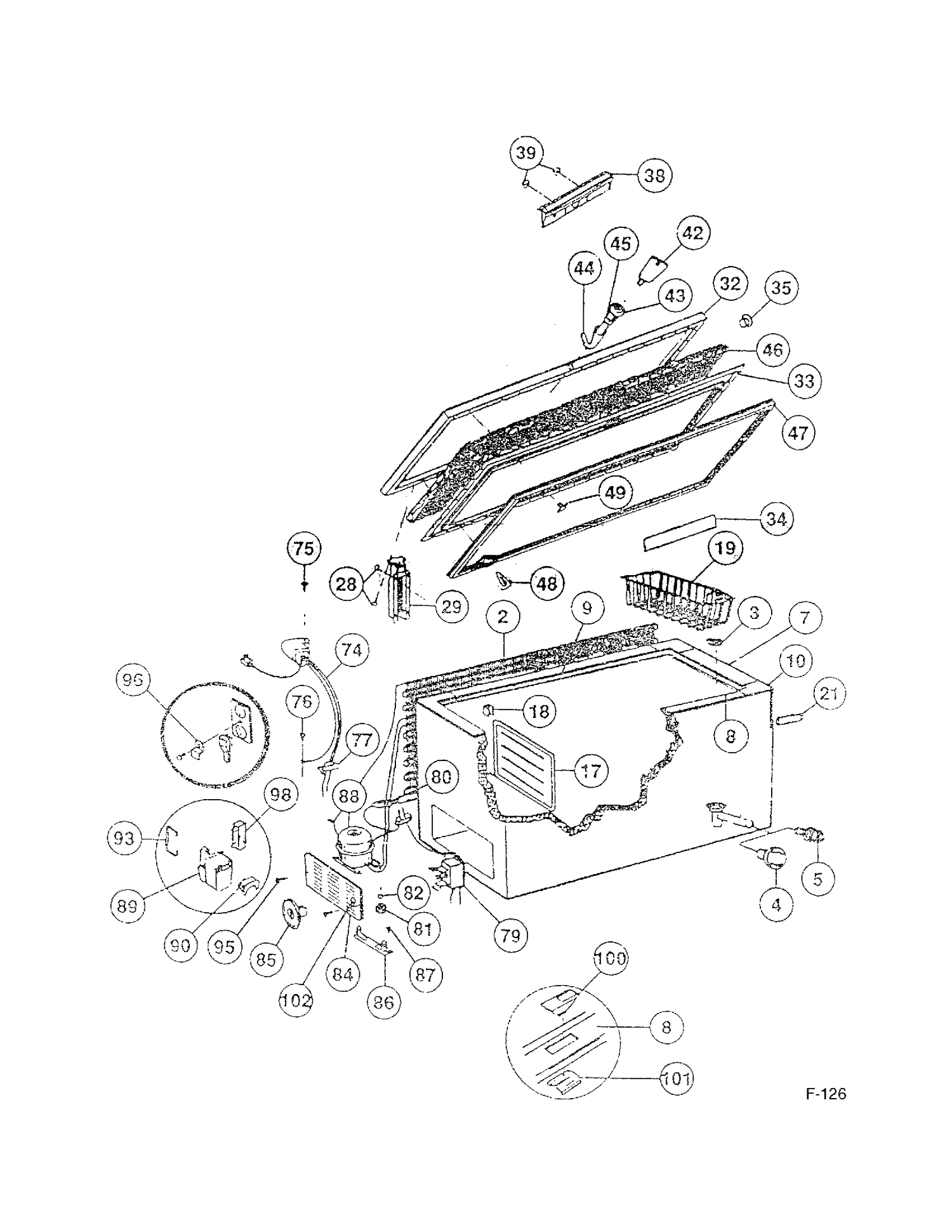 FREEZER Diagram and Parts List for 85060-0  General Electric Freezer
