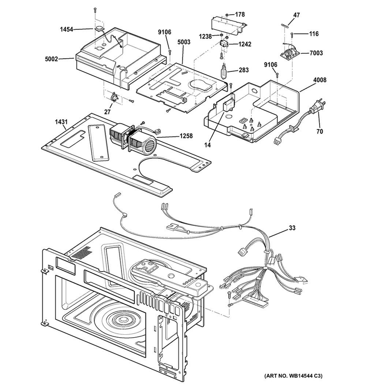 Interior Parts Diagram and Parts List for PVM9179EF3ES  General Electric Microwave