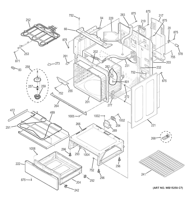Body Parts Diagram and Parts List for JB690EF4ES  General Electric Range