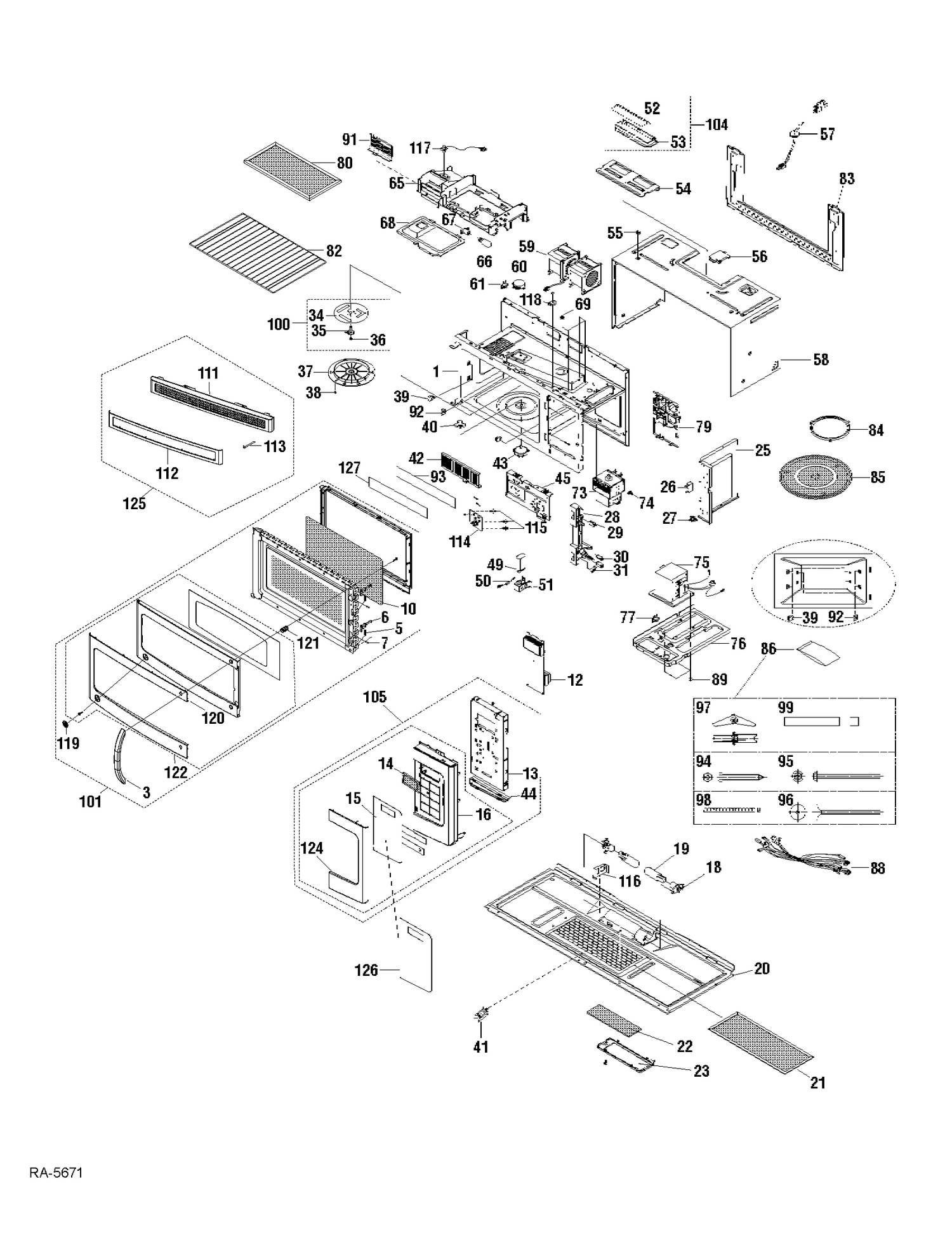 MICROWAVE Diagram and Parts List for JVM1750WMC02  General Electric Microwave