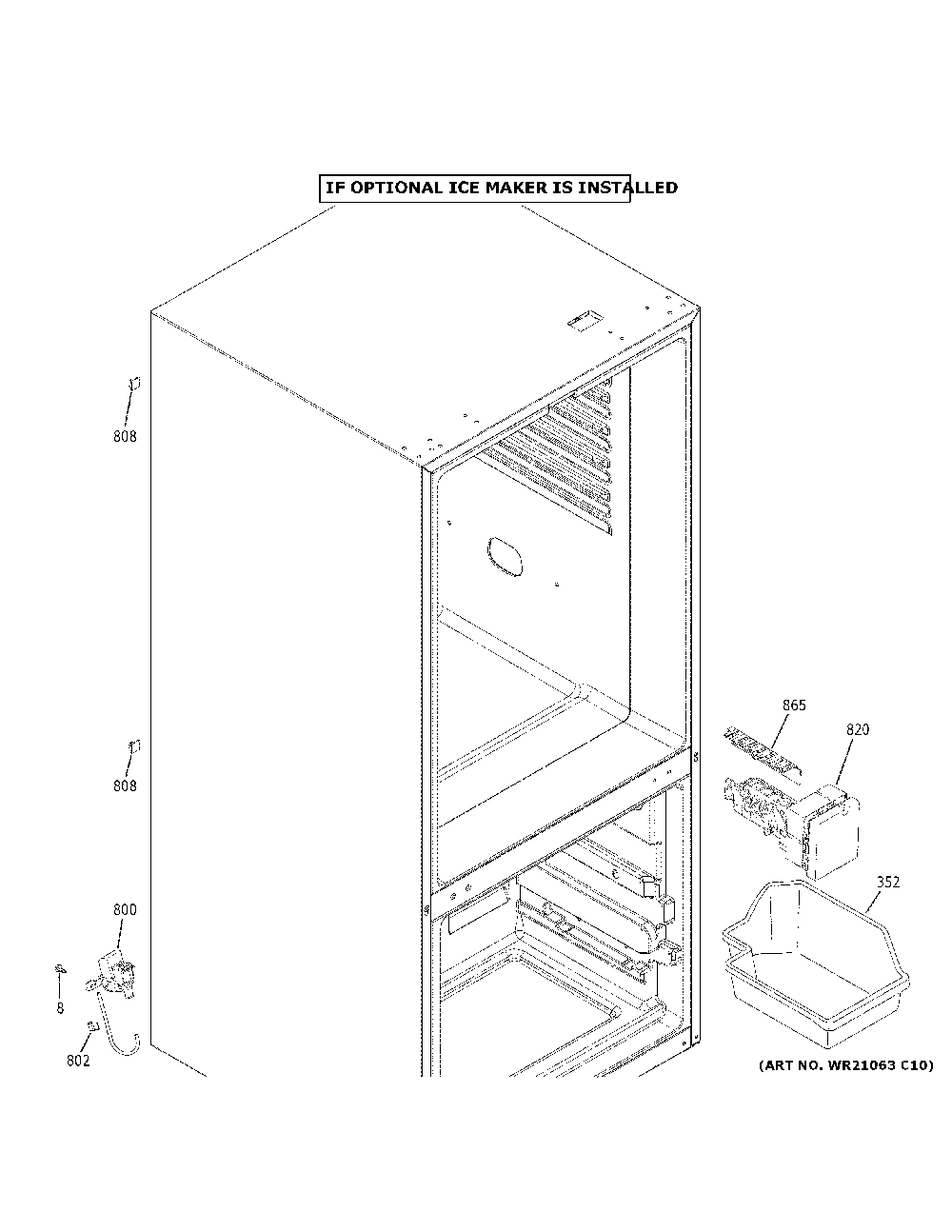 Ice Maker Diagram and Parts List for GBE21DGKVRWW  General Electric Refrigerator
