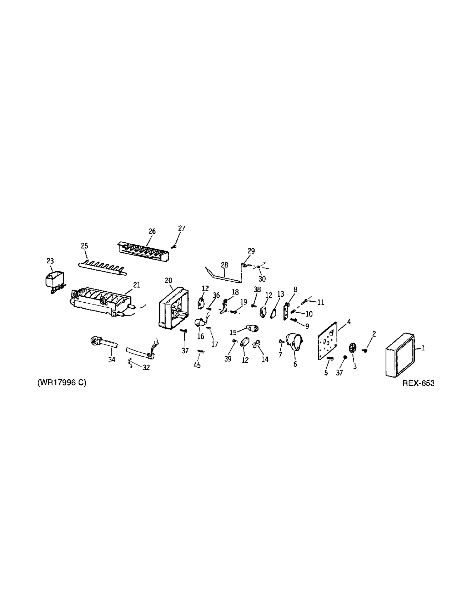 ICEMAKER Diagram and Parts List for WR30X304  General Electric Refrigerator