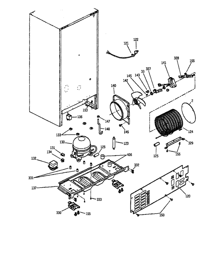 Unit Diagram and Parts List for PDS18LMAWW  General Electric Refrigerator