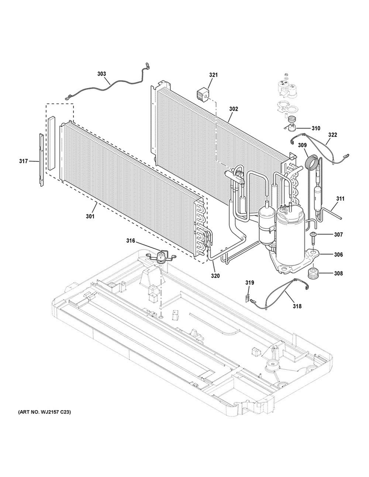 Sealed System Diagram and Parts List for AZ65H07EACW2  General Electric Air Conditioner