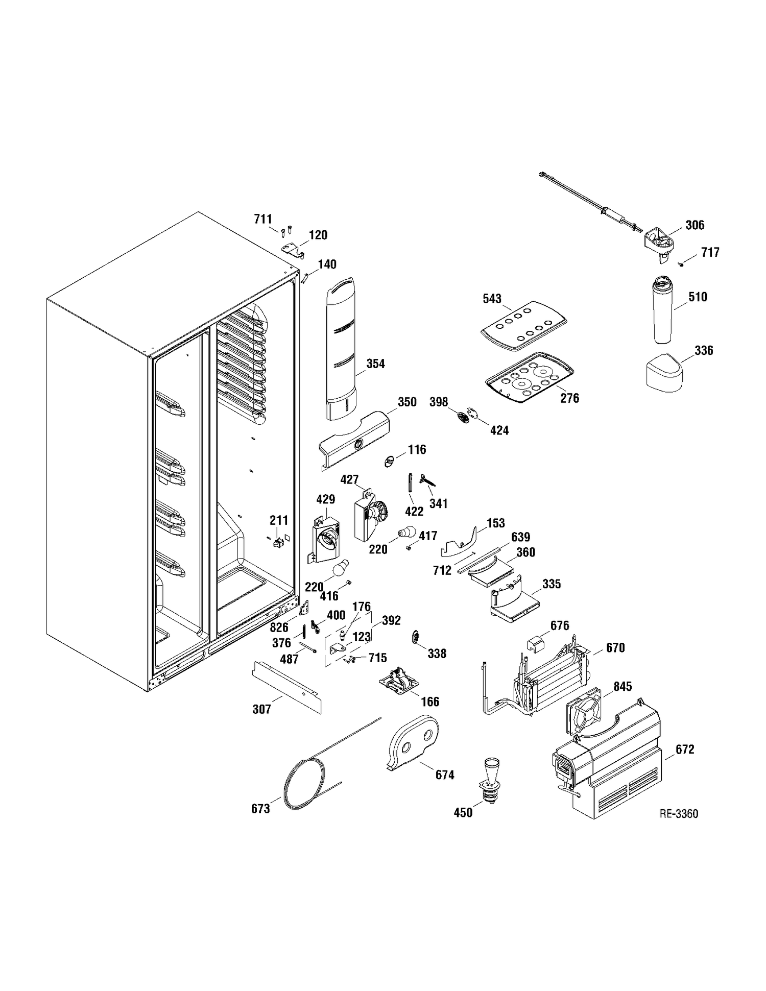 FF SECTION Diagram and Parts List for PSHS6YGXADSS  General Electric Refrigerator