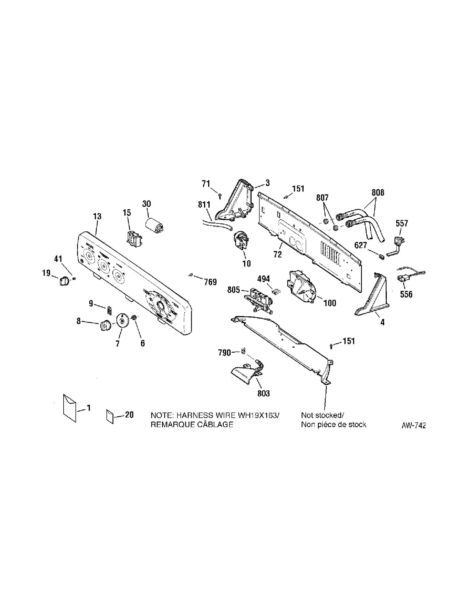 CONTROLS Diagram and Parts List for GBSR3140H1WW  General Electric Washer
