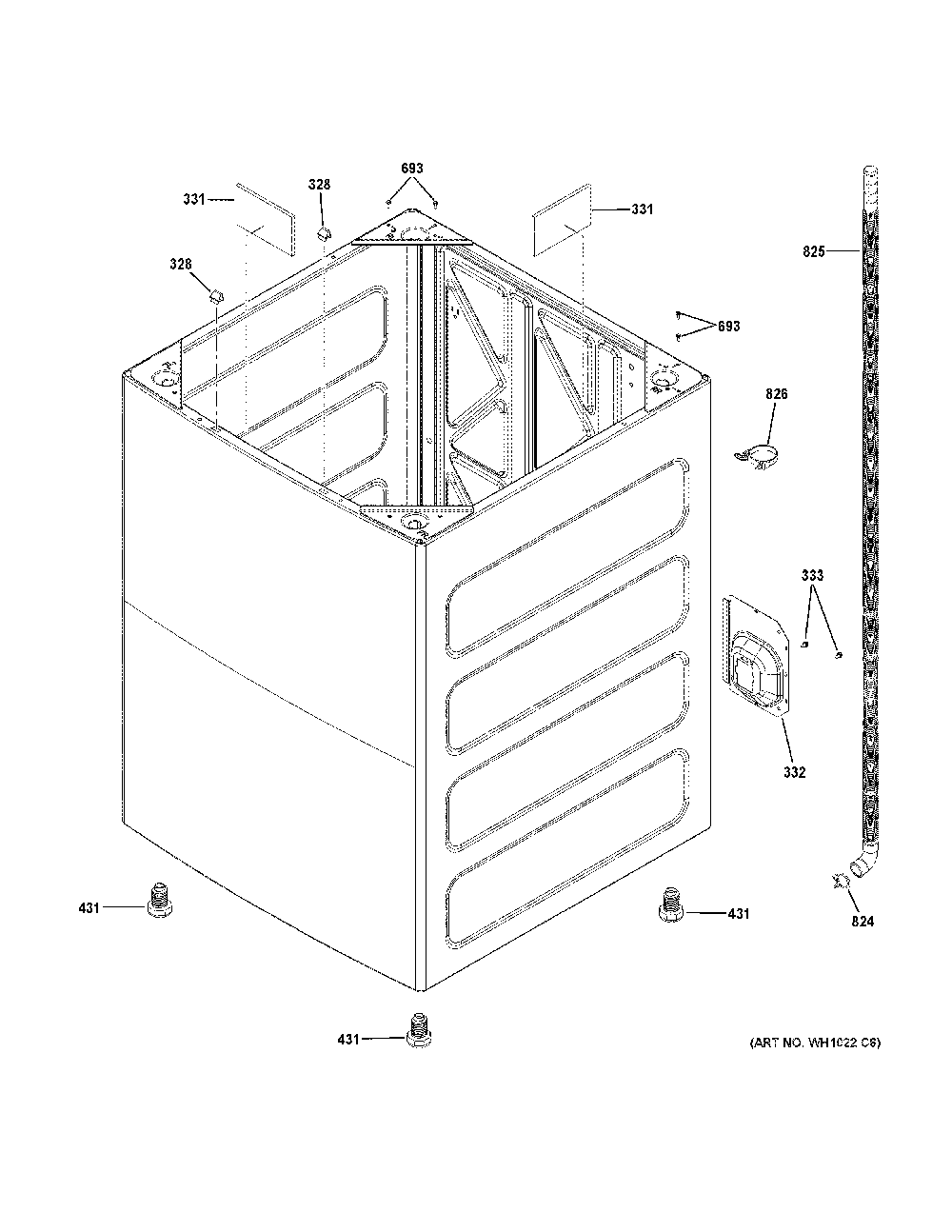 Cabinet Diagram and Parts List for GTW465ASN8WW  General Electric Washer