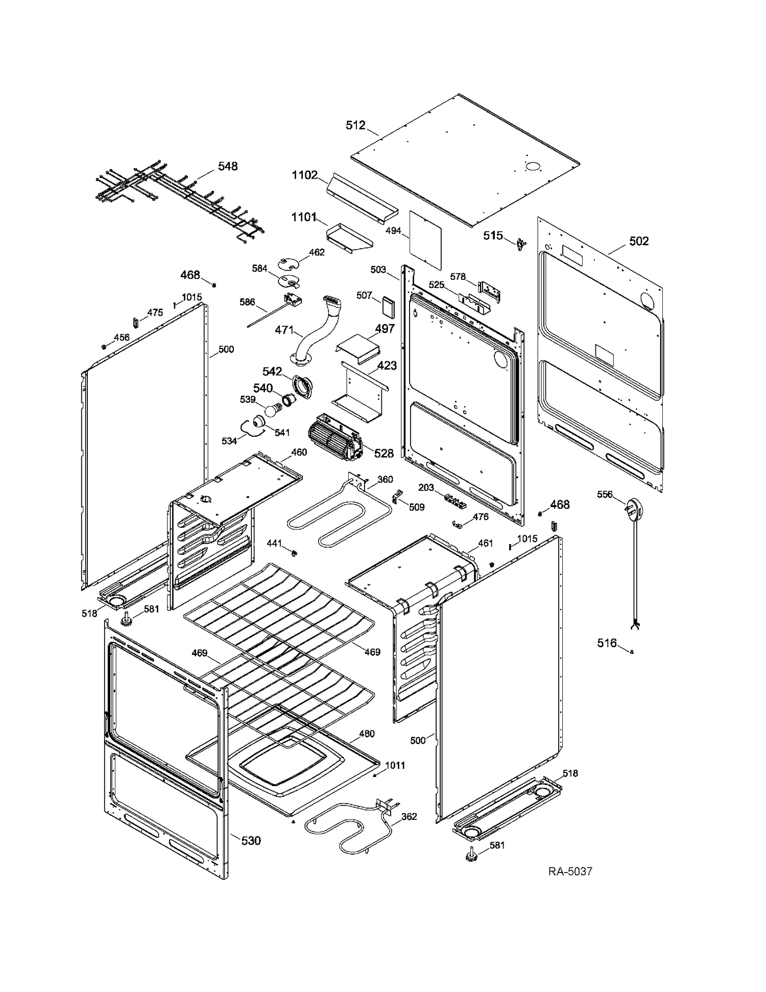 BODY PARTS Diagram and Parts List for JCAS445SV1SS  General Electric Range