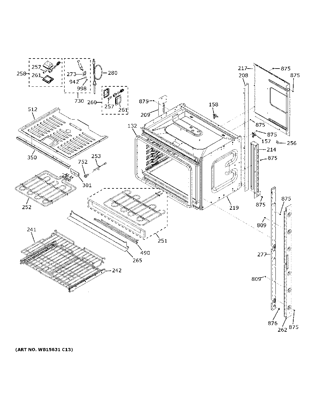 Upper Oven Diagram and Parts List for PTD9000SN2SS  General Electric Wall Oven