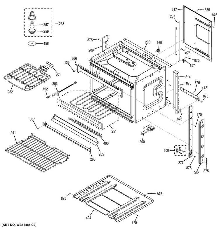 Body Parts Diagram and Parts List for JCK1000SF3SS  General Electric Wall Oven