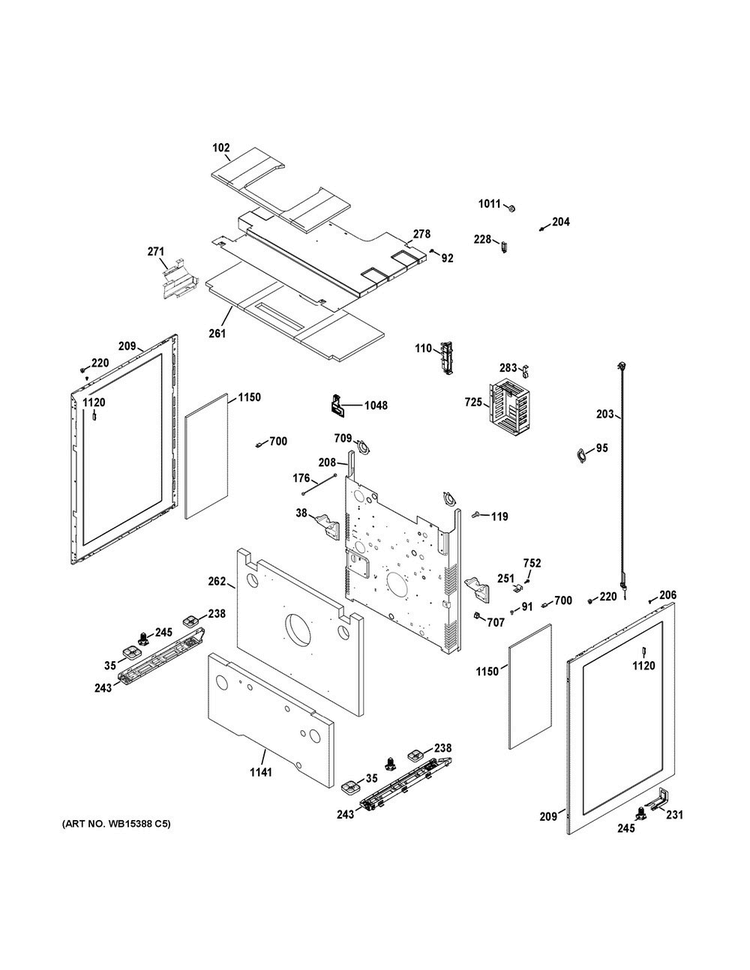 Body Parts Diagram and Parts List for PGB950SEF3SS  General Electric Range
