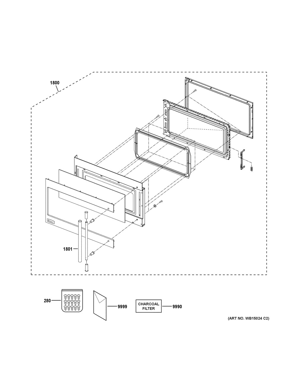Door Parts Diagram and Parts List for ZSA1202J3SS  General Electric Microwave