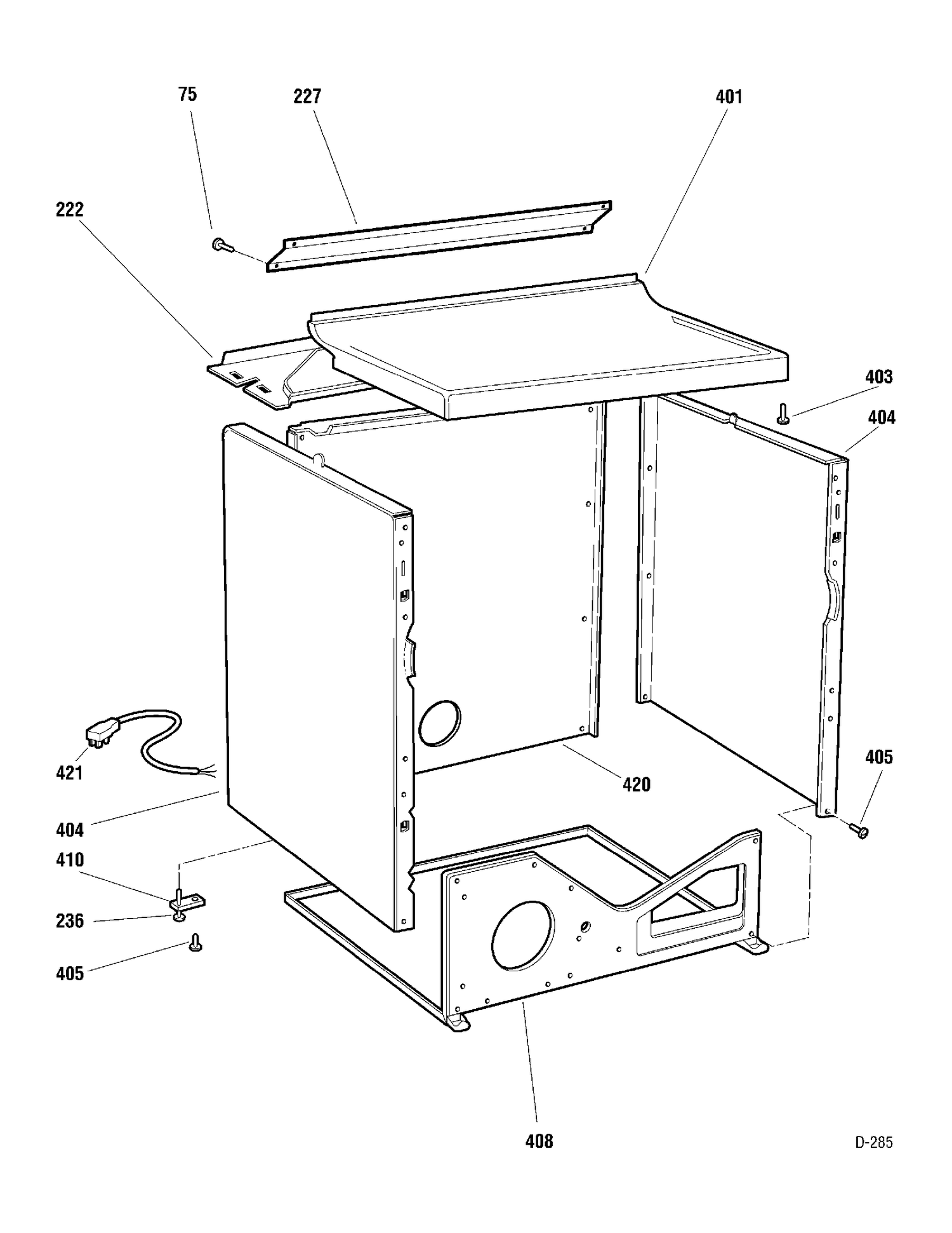 CABINET Diagram and Parts List for 677512  General Electric Dryer