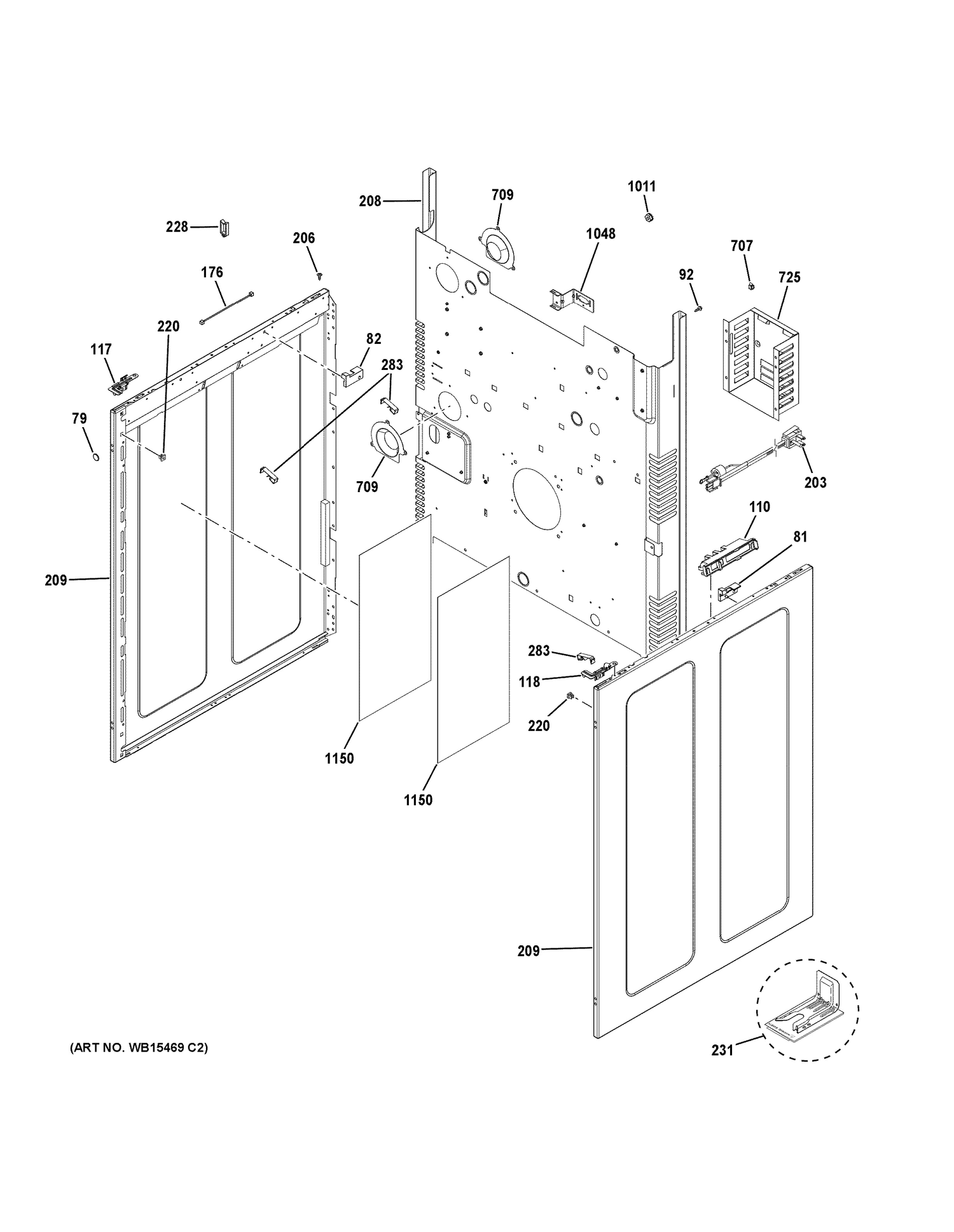 BODY PARTS Diagram and Parts List for PGB960BEJ1TS  General Electric Range