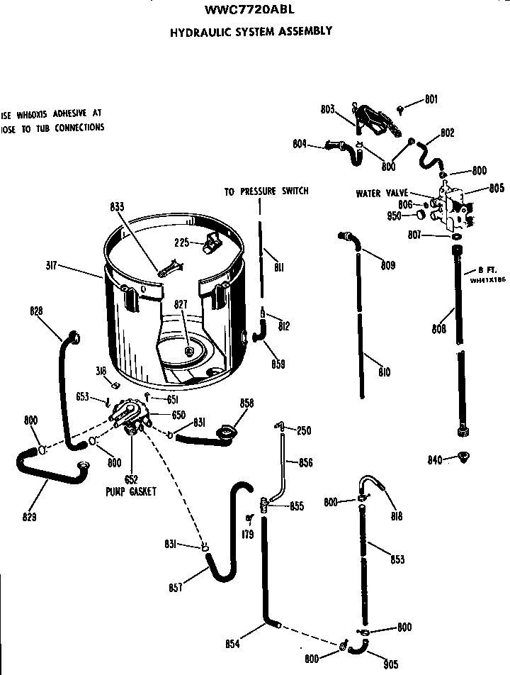 Section 4 Diagram and Parts List for WWC7720ABL  General Electric Washer