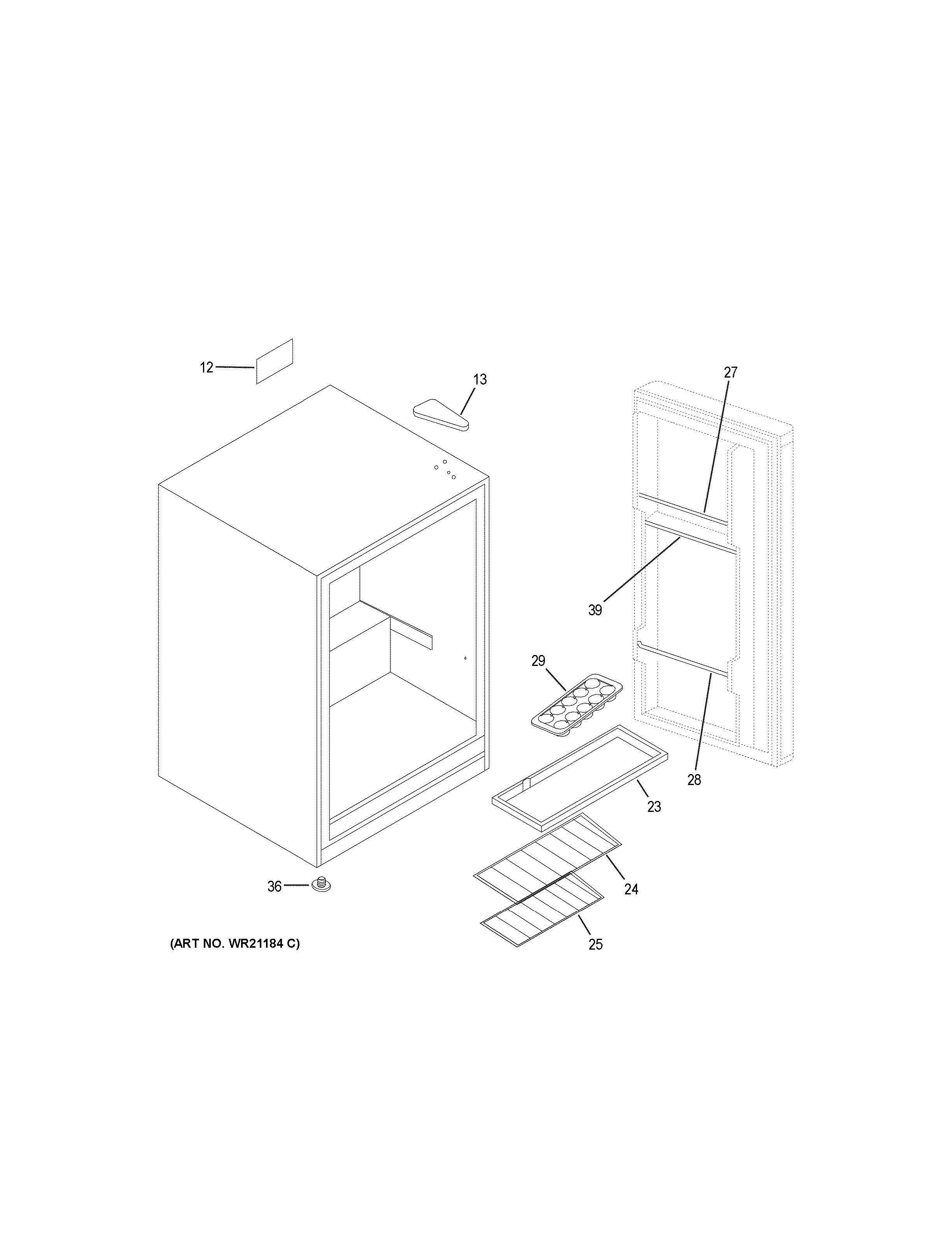REFRIGERTAOR Diagram and Parts List for HRC2736BWB  General Electric Refrigerator