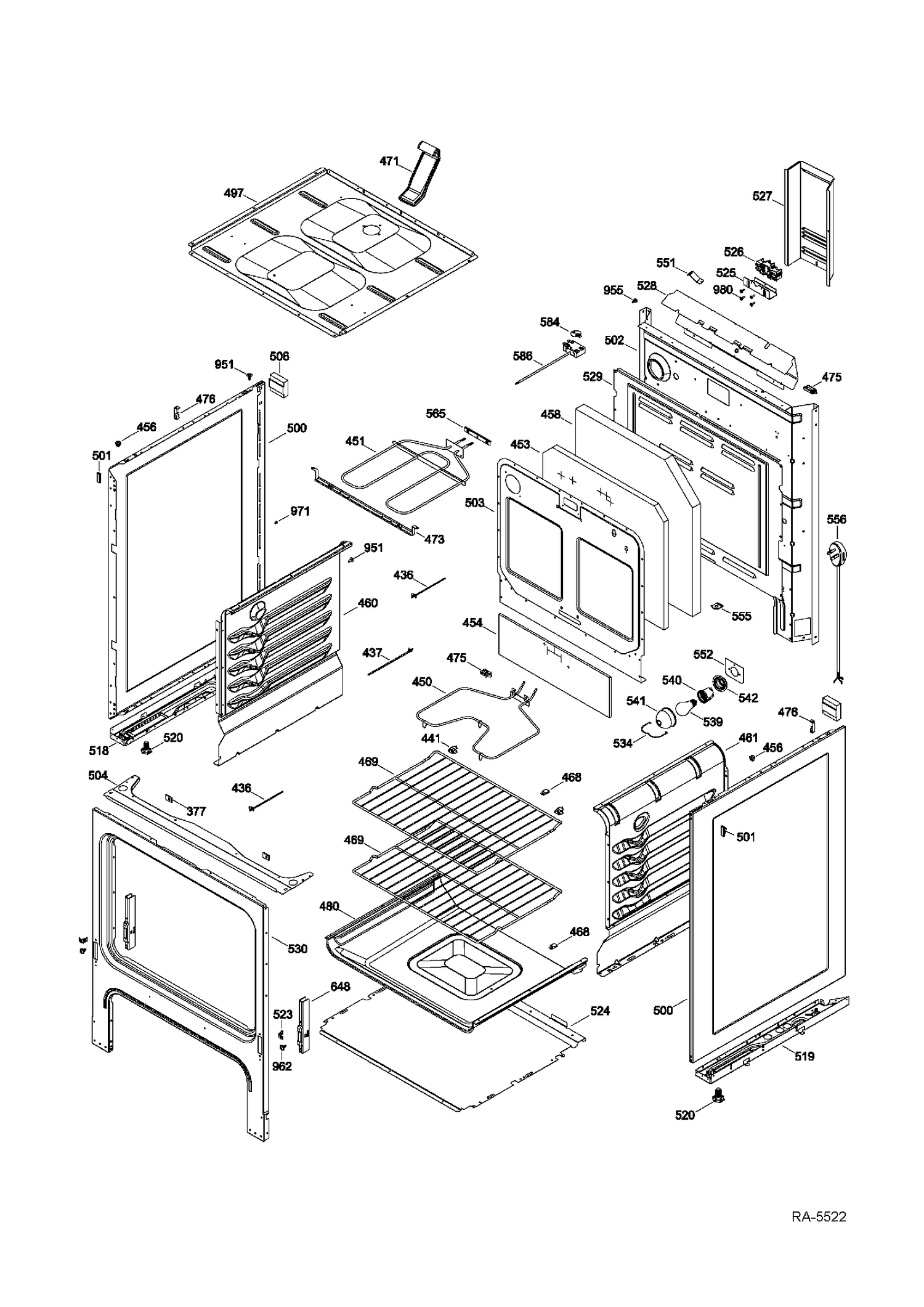 BODY PARTS Diagram and Parts List for MCBS585DR3WW  General Electric Range