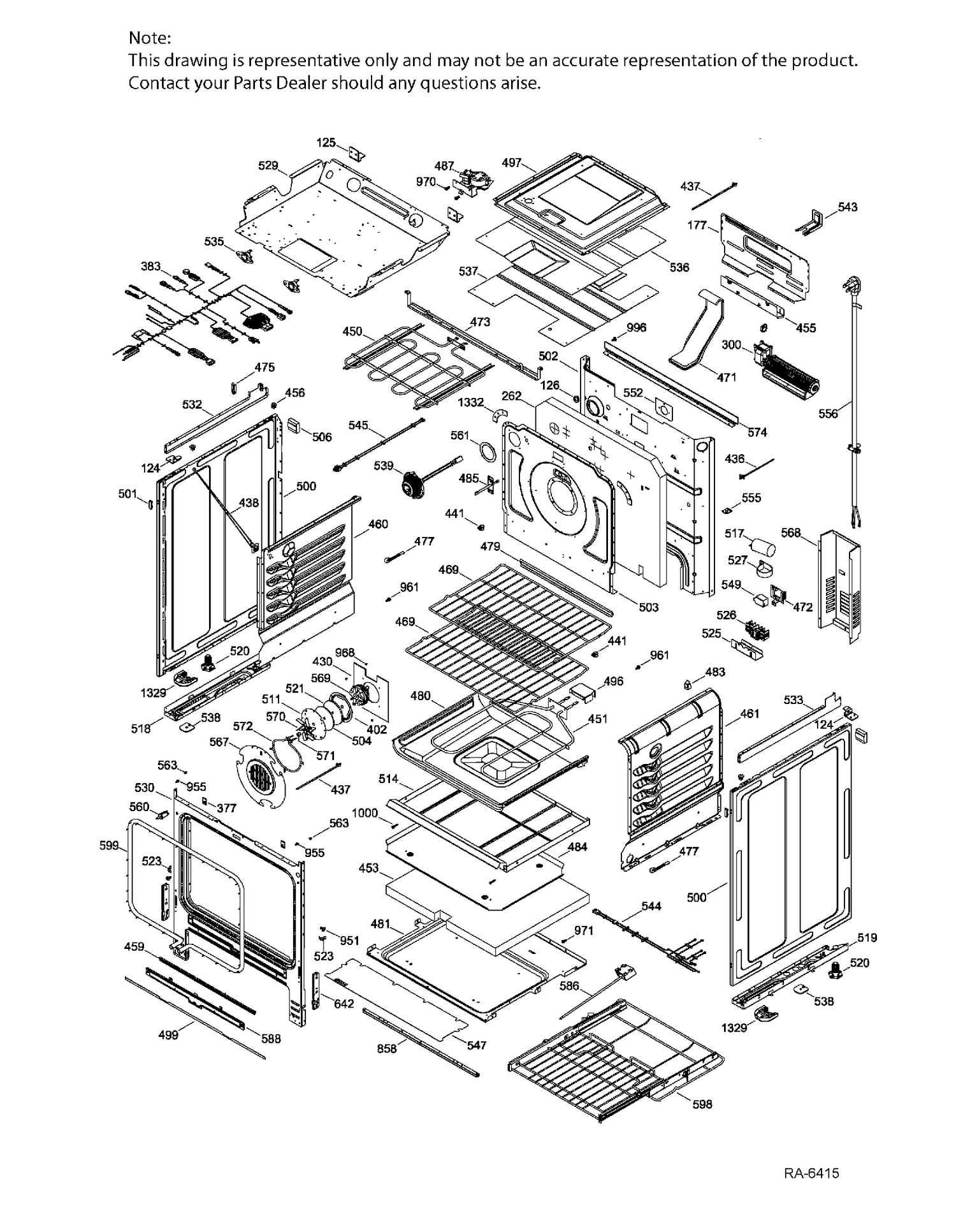 BODY PARTS Diagram and Parts List for PCS940SF4SS  General Electric Range