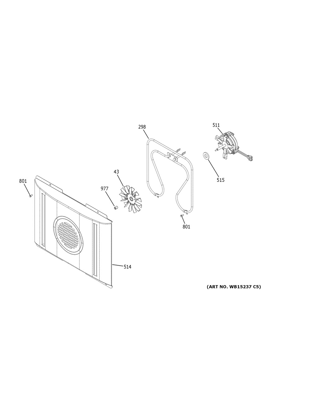 Convection Fan Diagram and Parts List for CES750M2N1S5  General Electric Range
