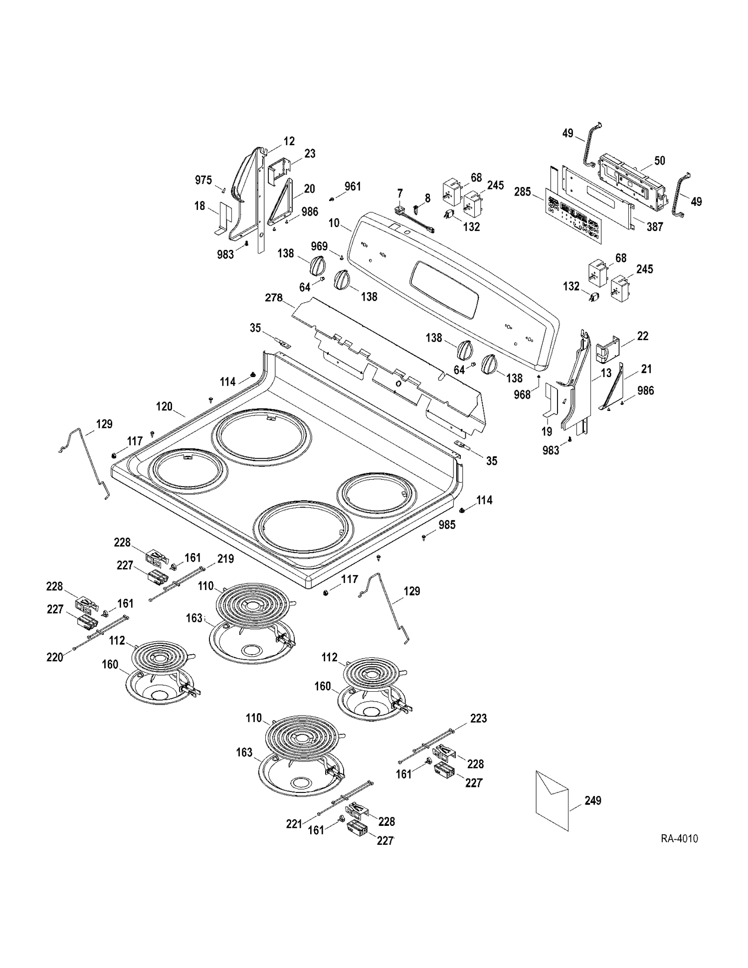 CONTROLS-COOKTOP Diagram and Parts List for JCBP40DP2WW  General Electric Range