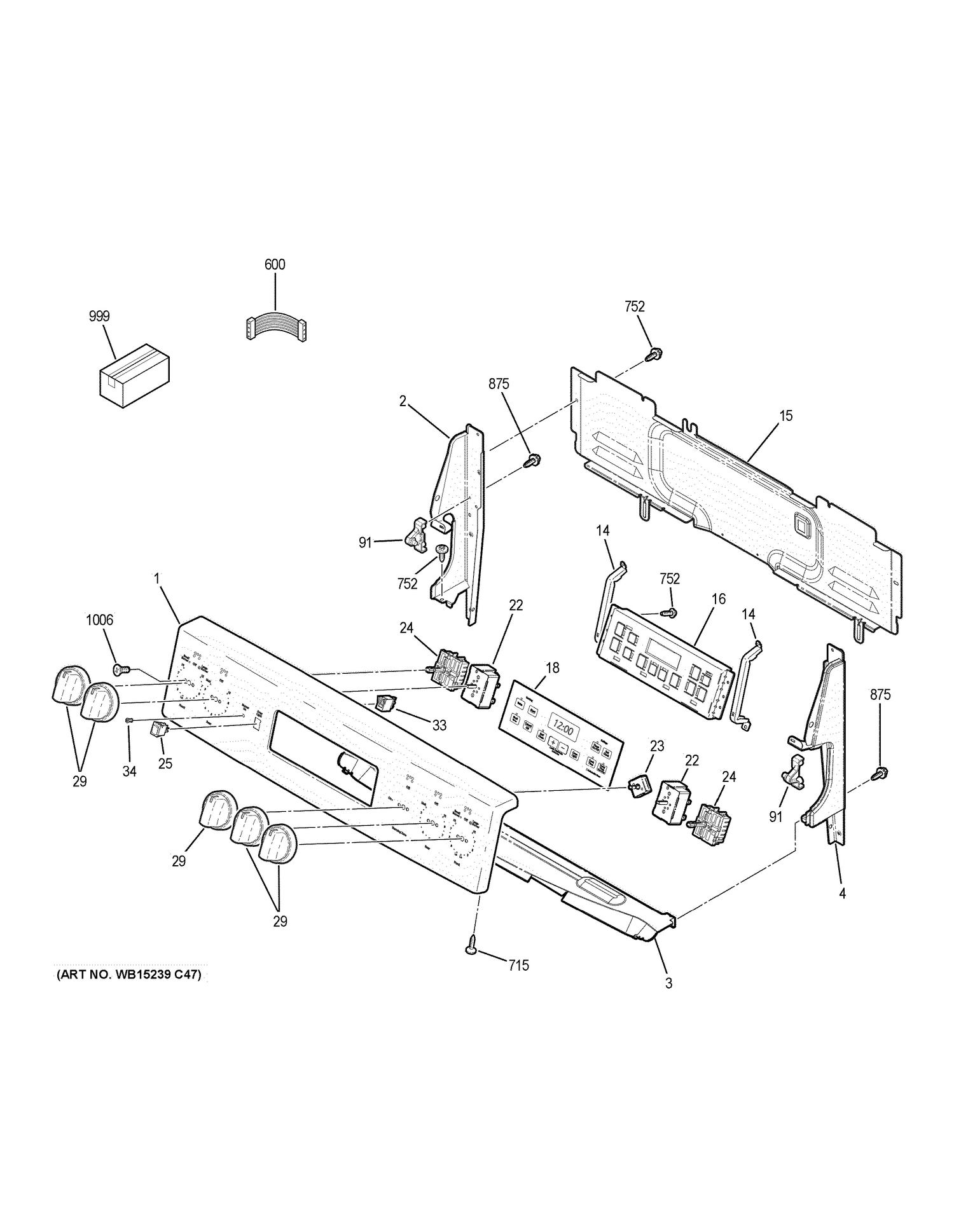 CONTROL PANEL Diagram and Parts List for JB655DK2CC  General Electric Range