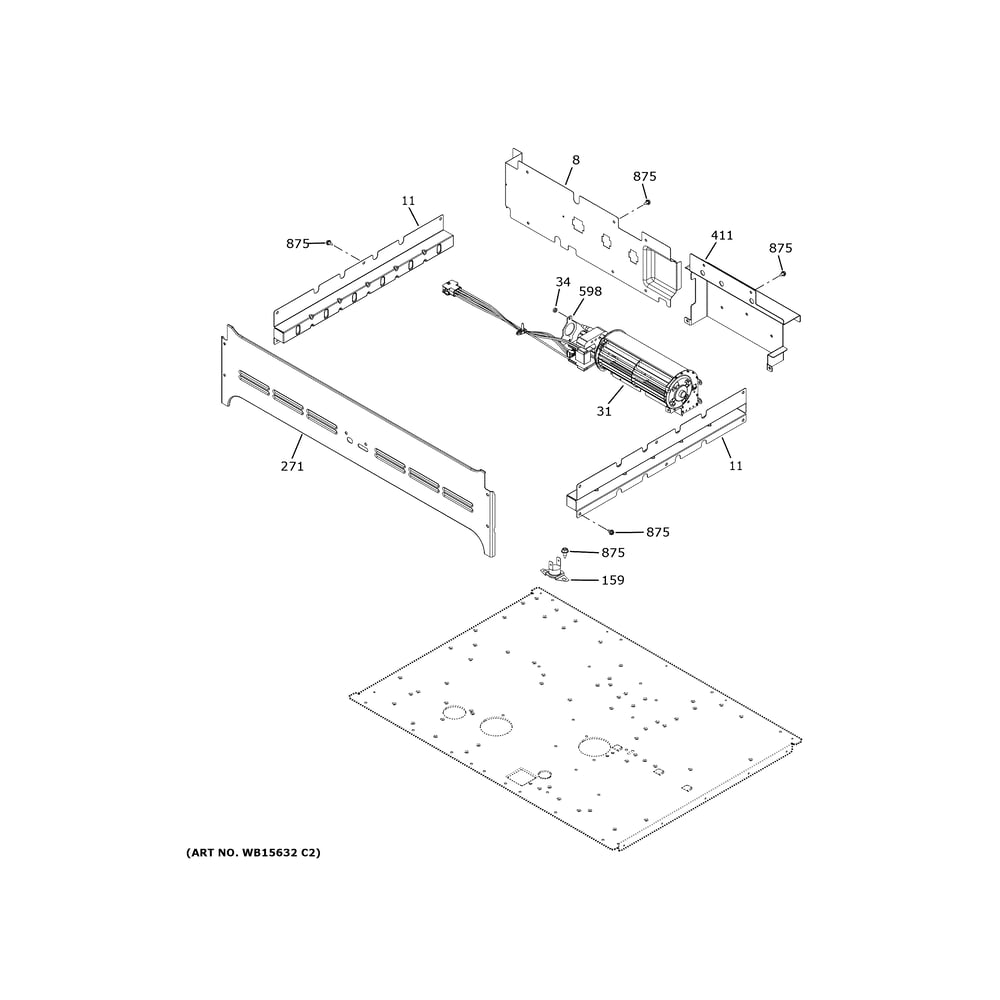 Center Spacer Diagram and Parts List for CTD90FP4N5W2  General Electric Wall Oven