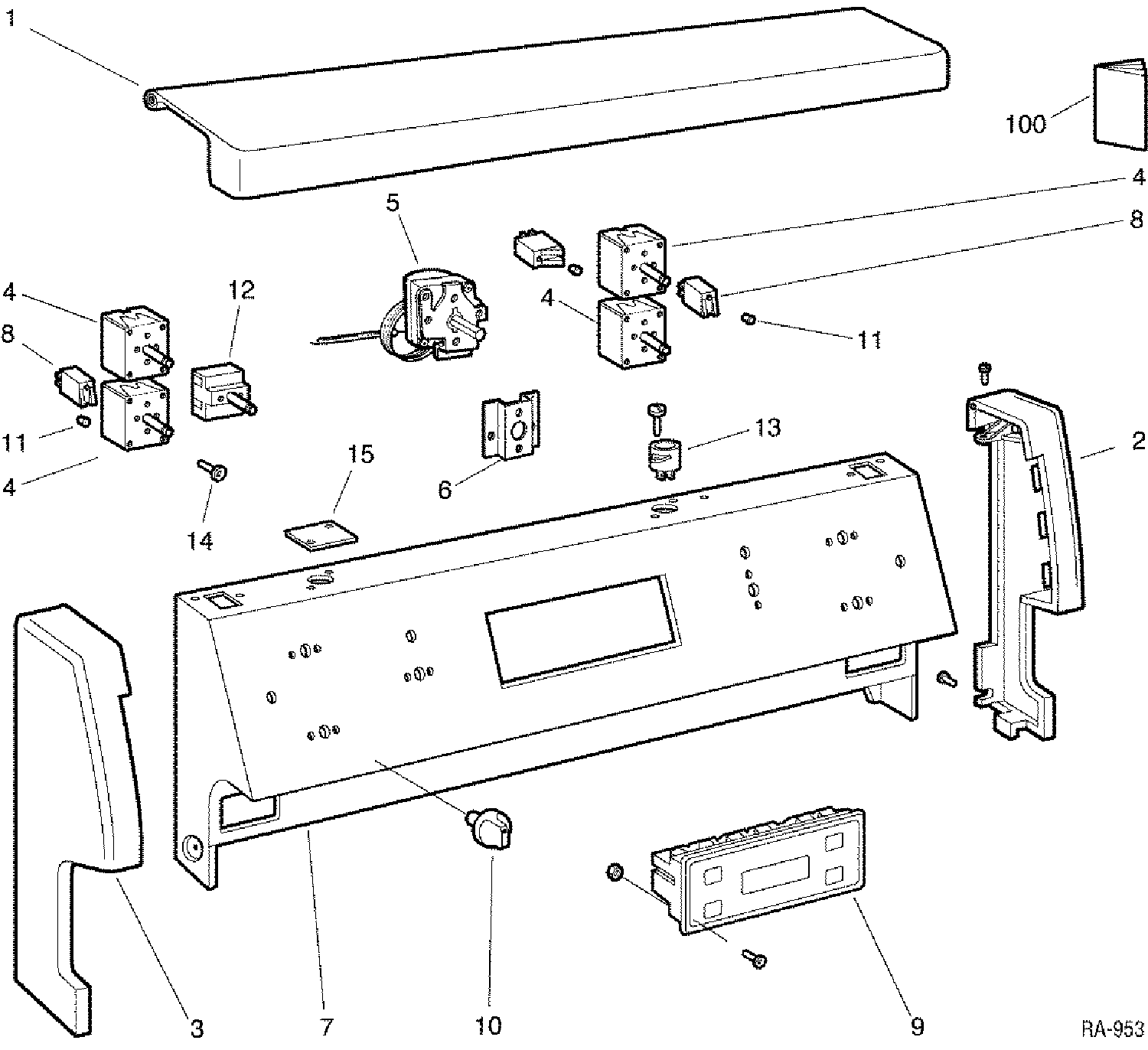 BACKGUARD GROUP Diagram and Parts List for GRML3380ST-3  General Electric Range